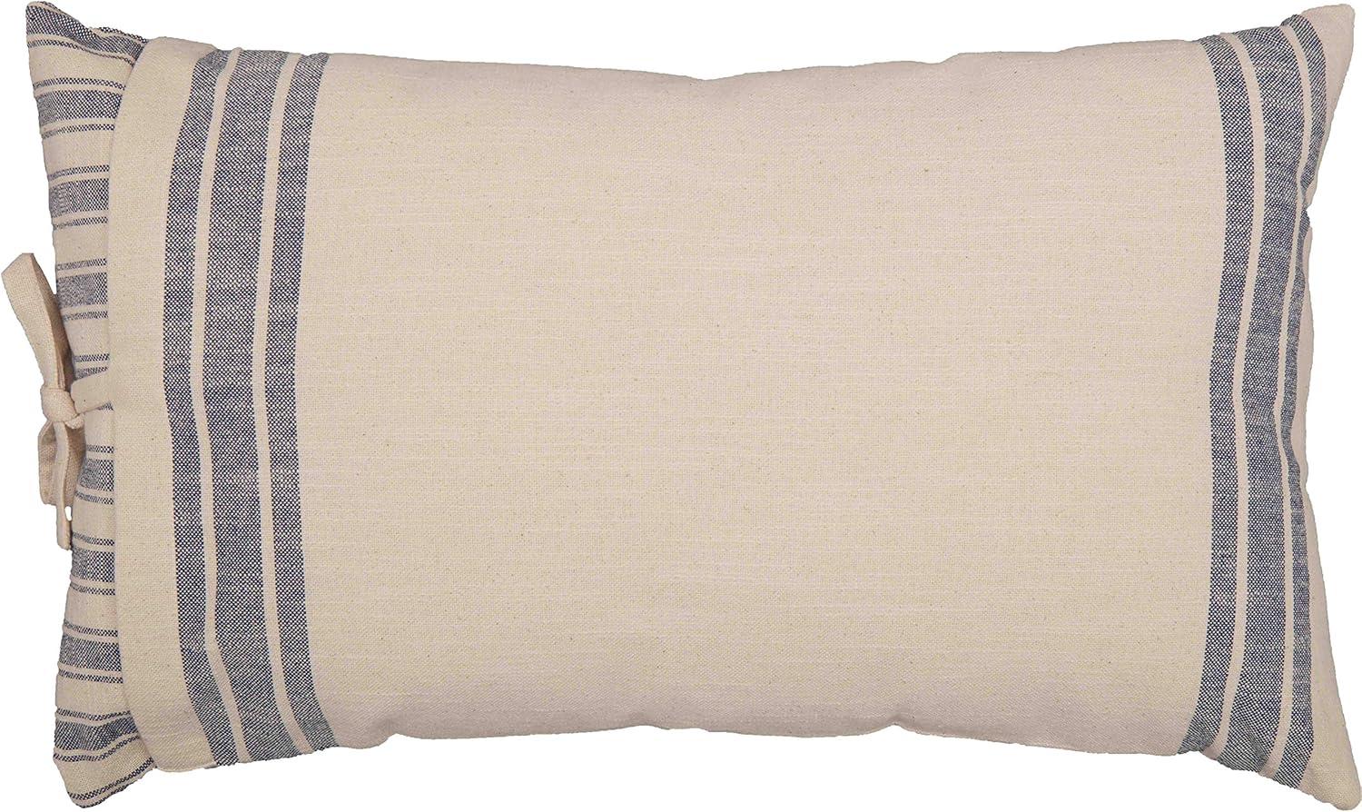 Piper Classics Market Place Blue Ticking Stripe and Grain Sack Pillow Cover 15" x 25"