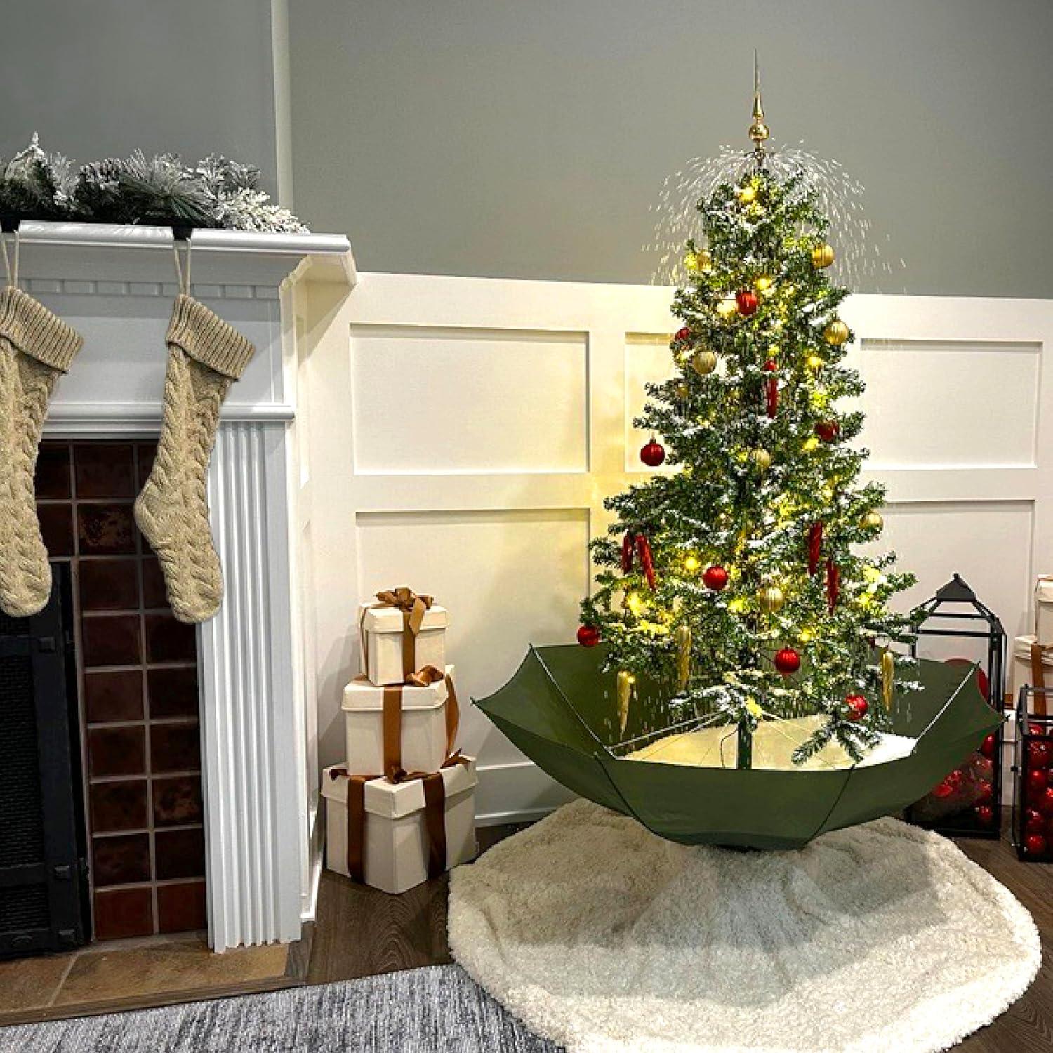 Fraser Hill Farm 67-In. Musical Prelit Snowing Christmas Tree with Green Umbrella Base