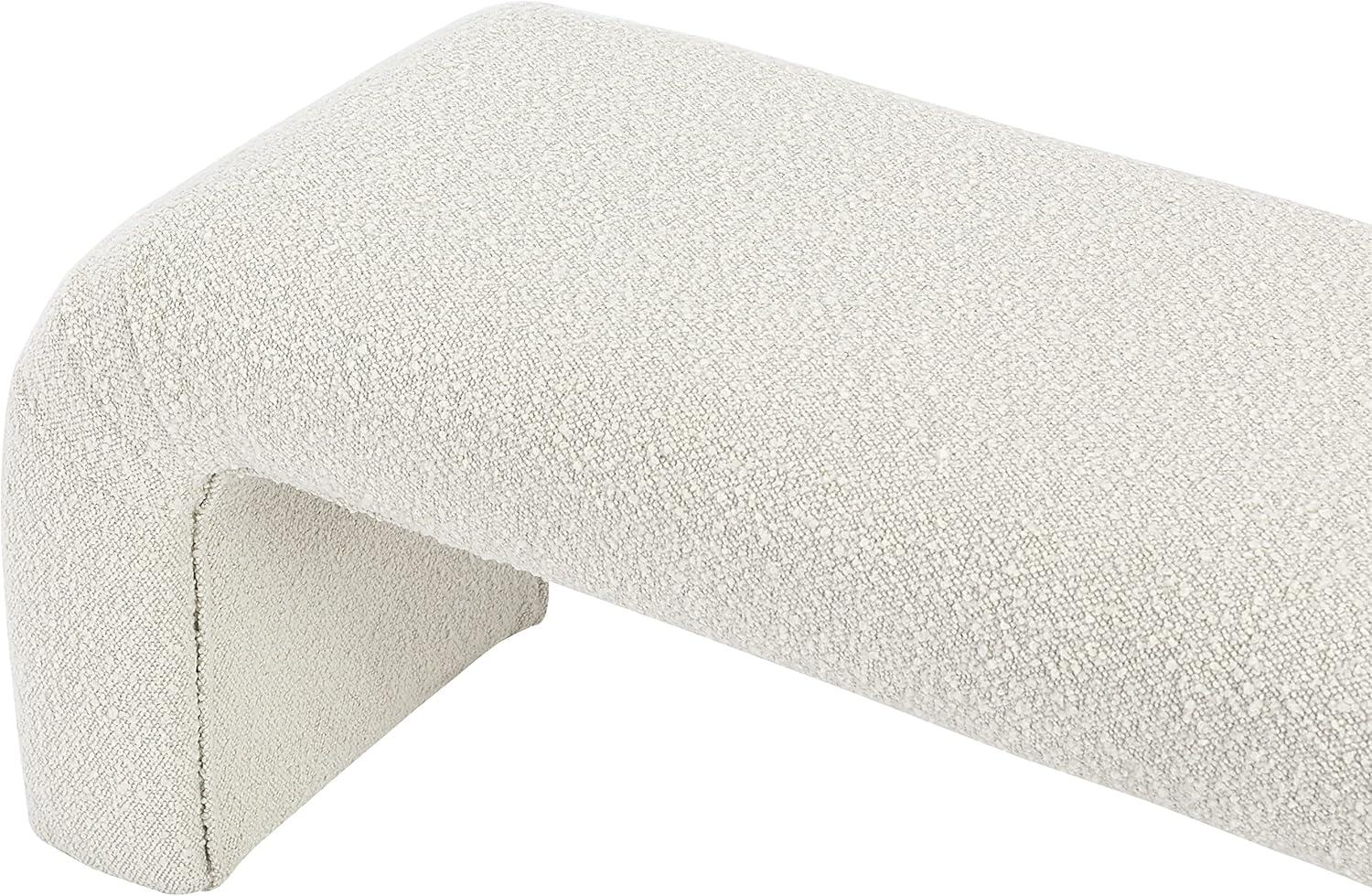 Meridian Furniture Niagara Cream Boucle Fabric Bench