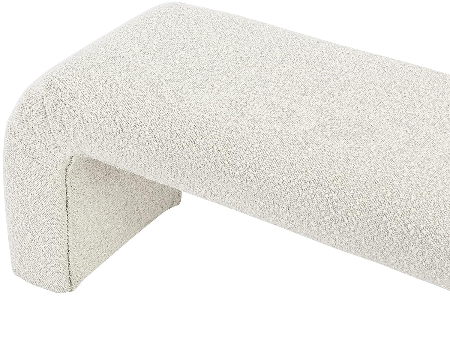 Meridian Furniture Niagara Cream Boucle Fabric Bench