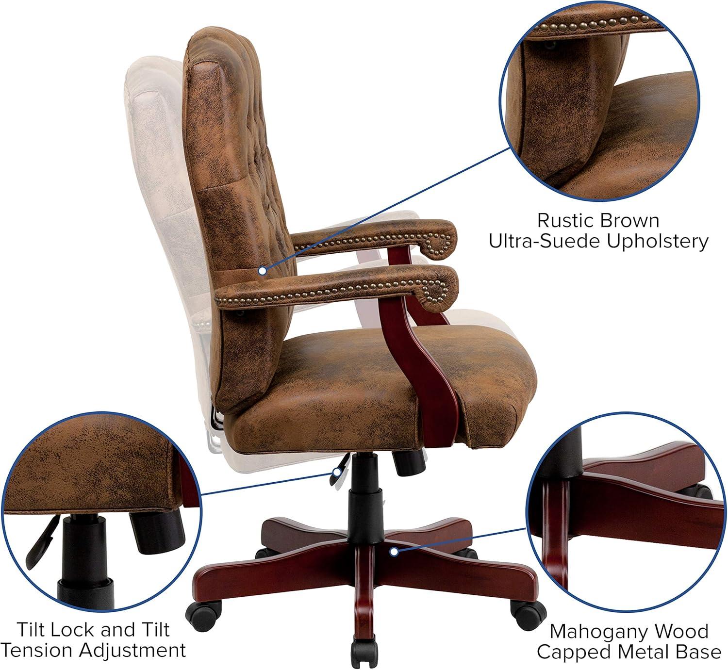 Flash Furniture Farmhouse High-Back Tufted Executive Swivel Office Chair with Arms
