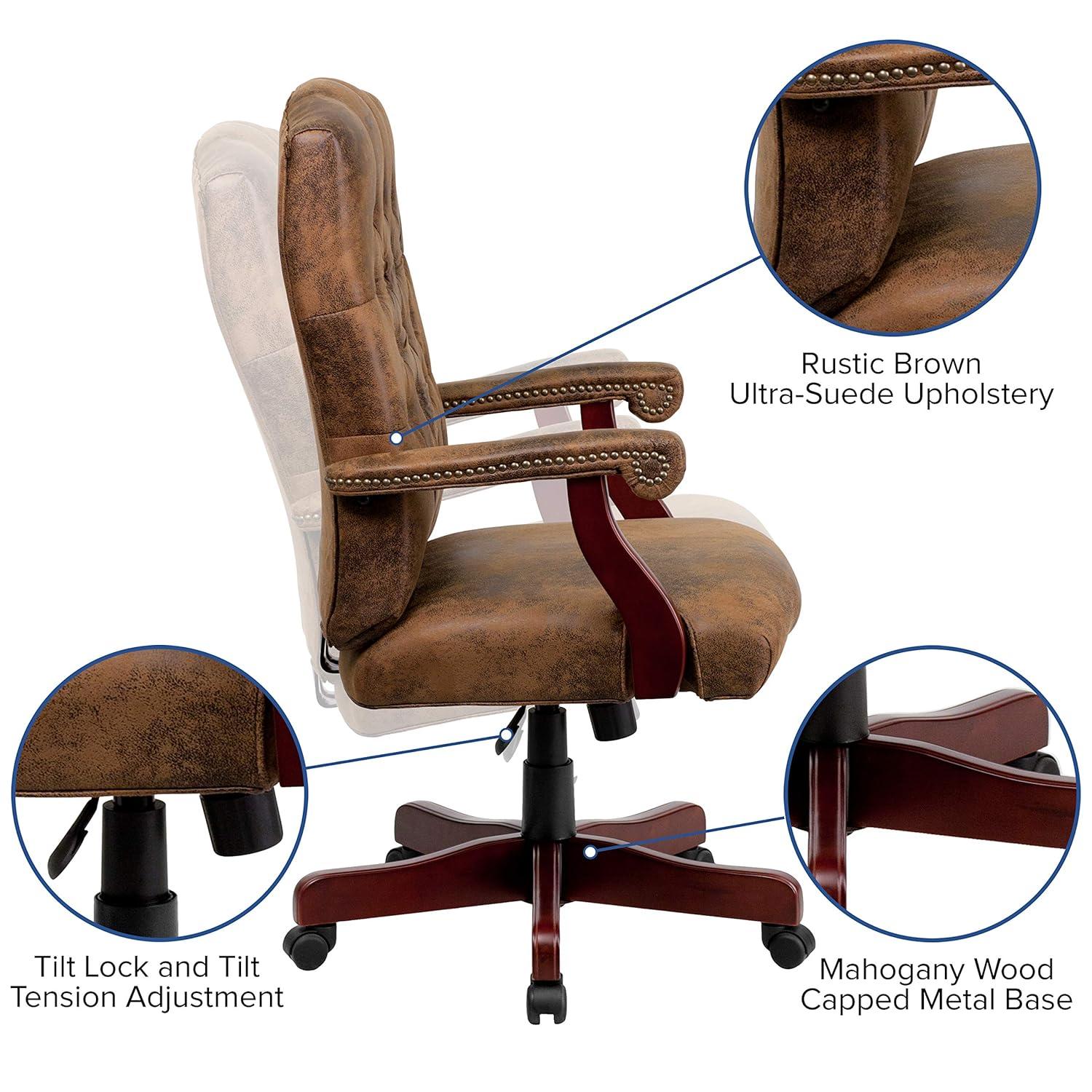Flash Furniture Farmhouse High-Back Tufted Executive Swivel Office Chair with Arms