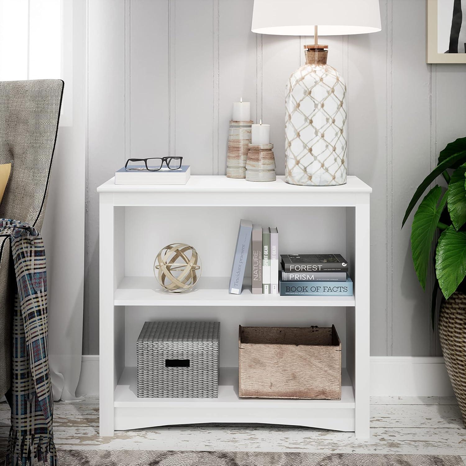 Prepac Home Office 2-Shelf Standard Bookcase with Durable Laminate Finish, White