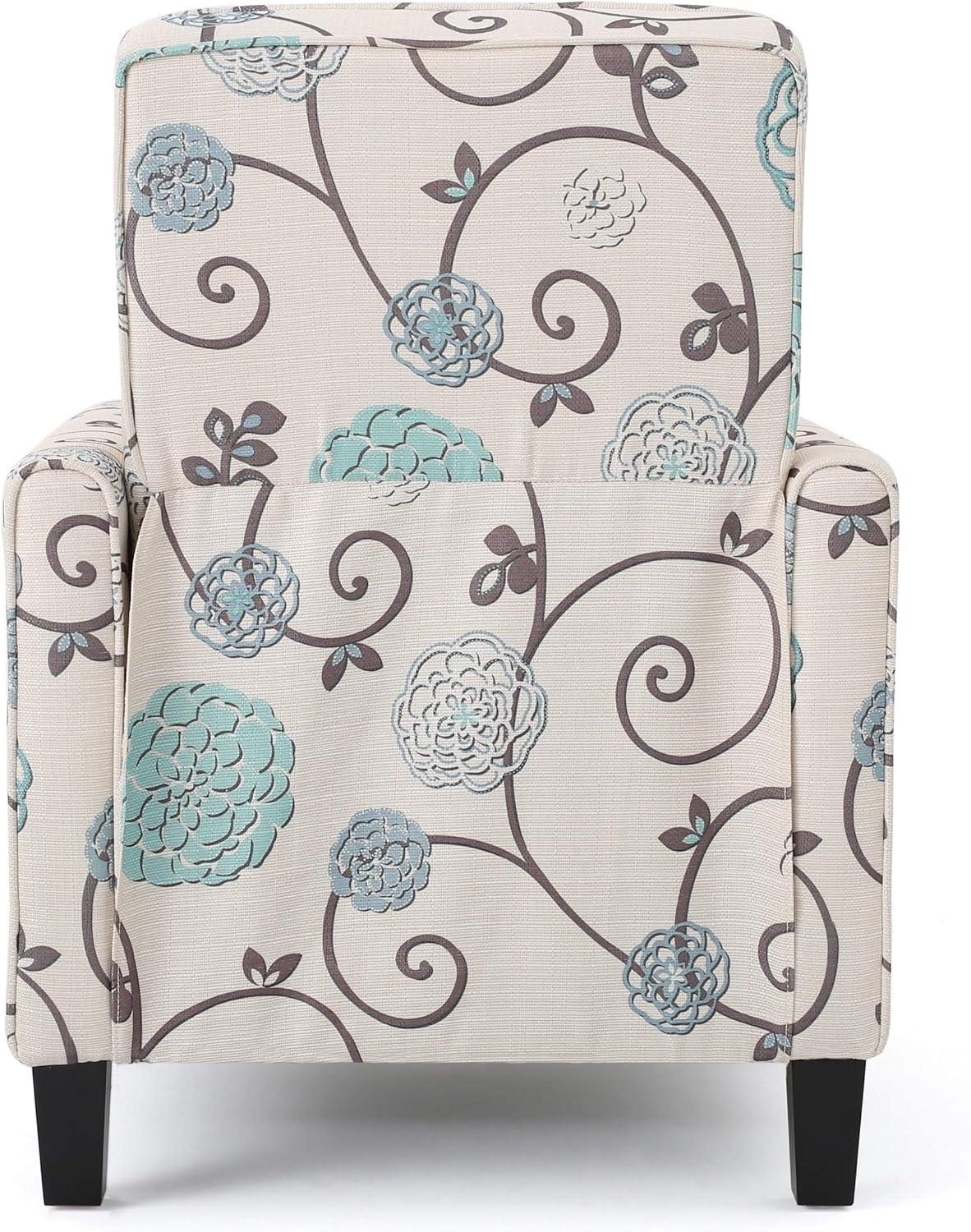 Darvis Fabric Recliner White - Christopher Knight Home: Petite Design, Tapered Legs, Piped Edges