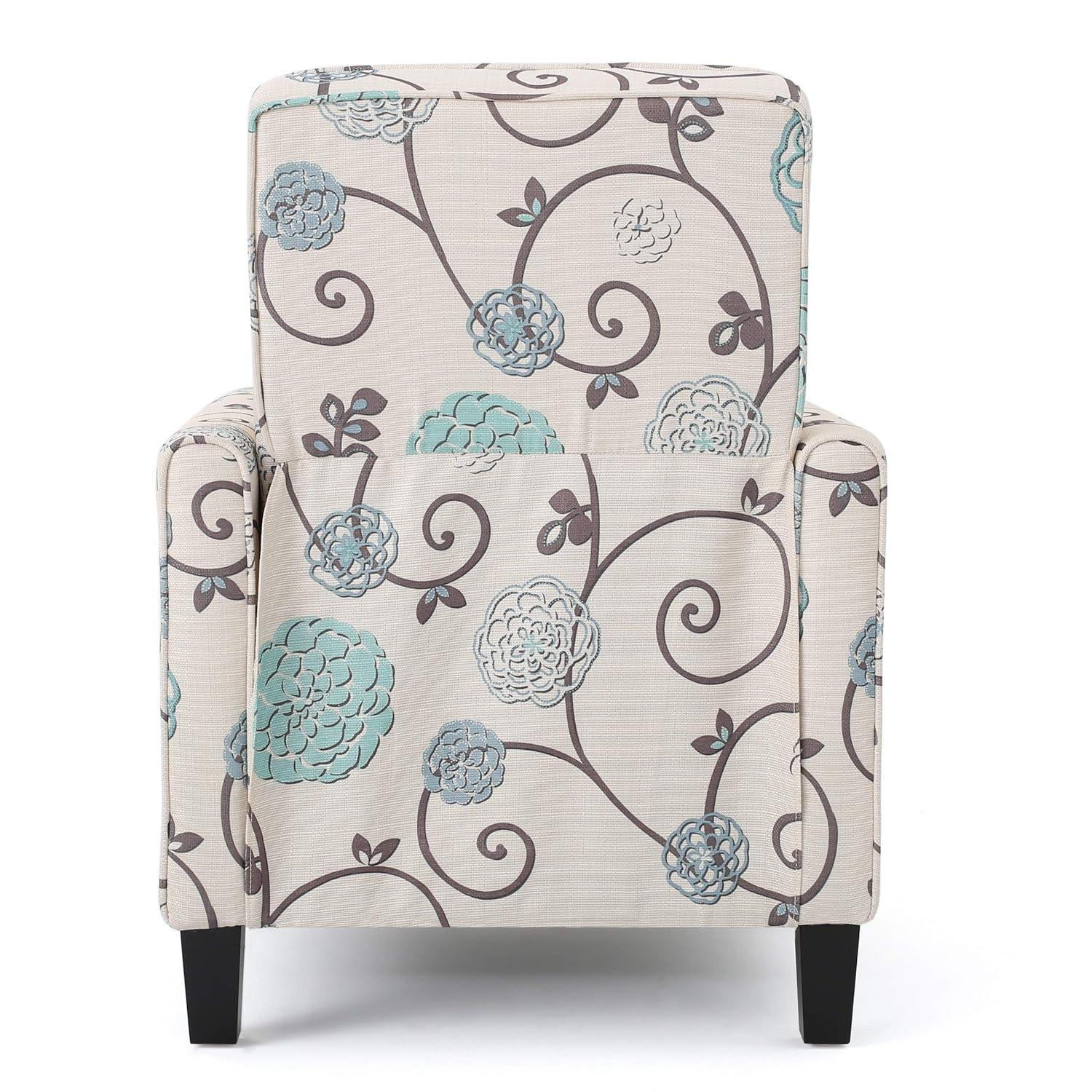 Darvis Fabric Recliner White - Christopher Knight Home: Petite Design, Tapered Legs, Piped Edges