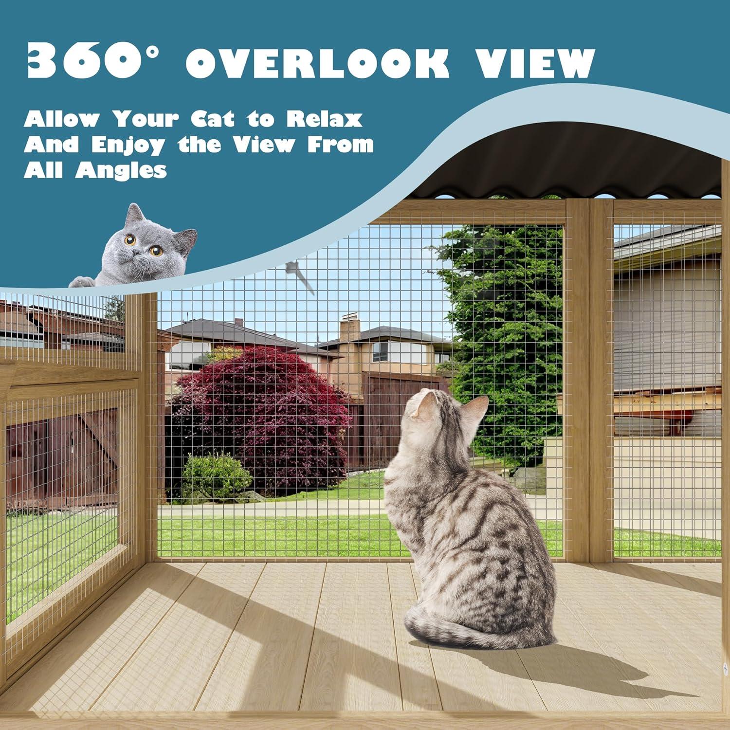 Tucker Murphy Pet™ Cat Catio,Cat Window Perch for Large Indoor Cats - Expandable Wooden Cat Window Box Enclosure for Multi Cats,