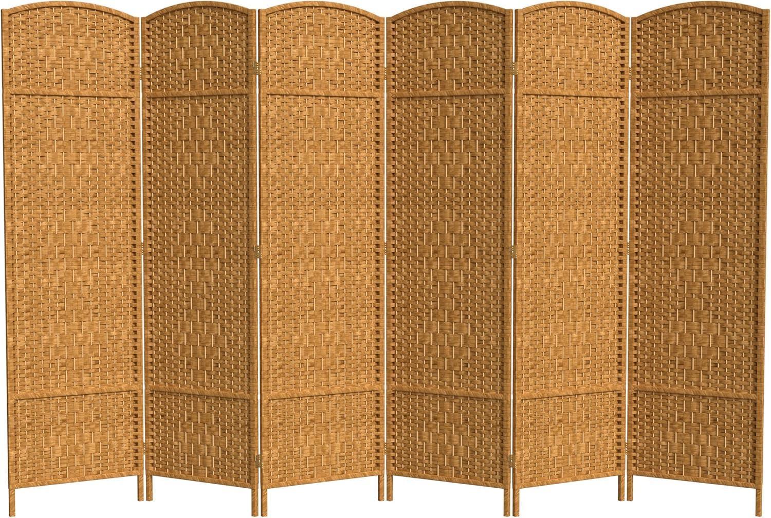 Oriental Furniture 6 ft. Tall Diamond Weave Room Divider - Light Beige - 6 Panel