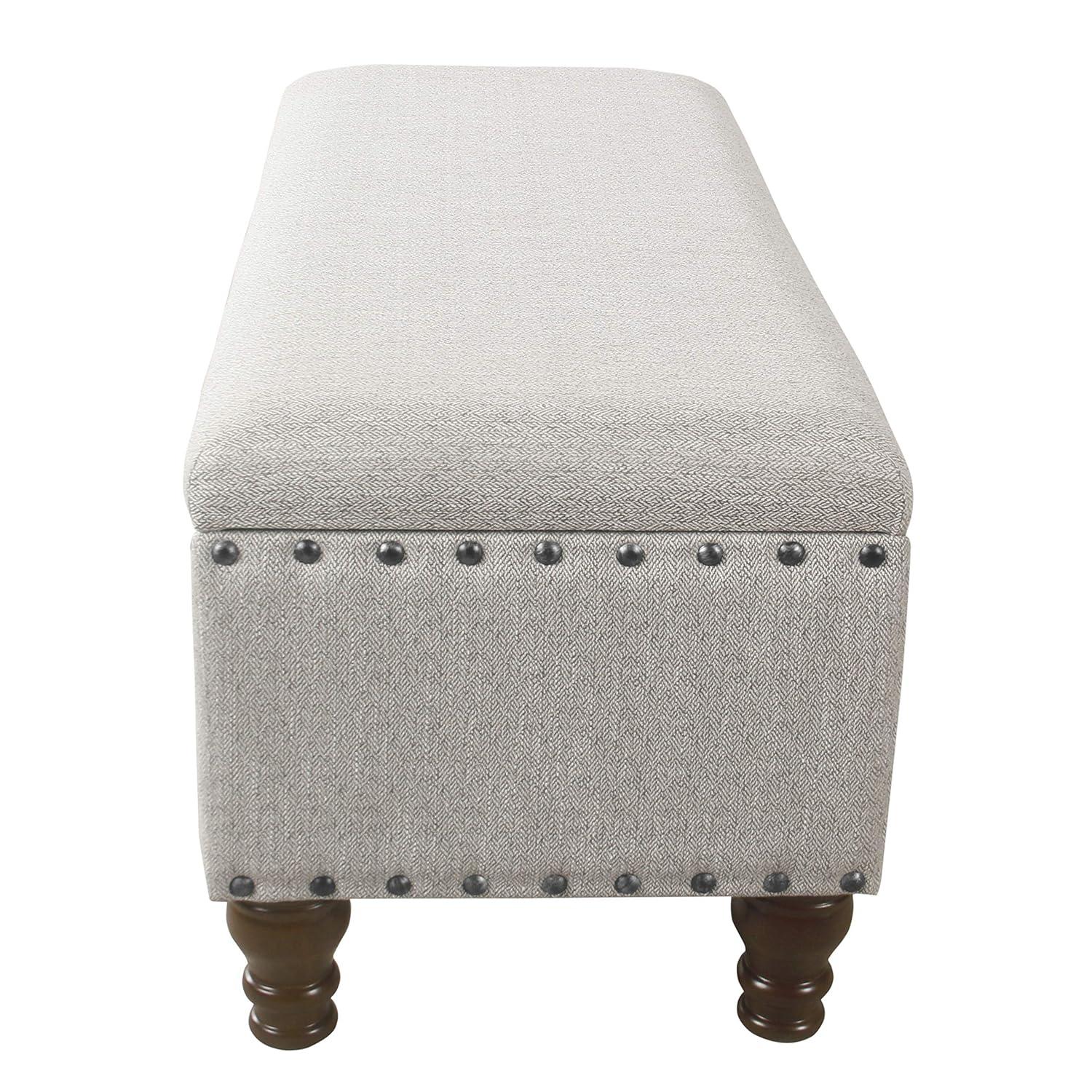 Large Storage Bench with Nailhead Trim Light Gray - HomePop: Multifunctional, Upholstered, Bedroom Entryway Seating