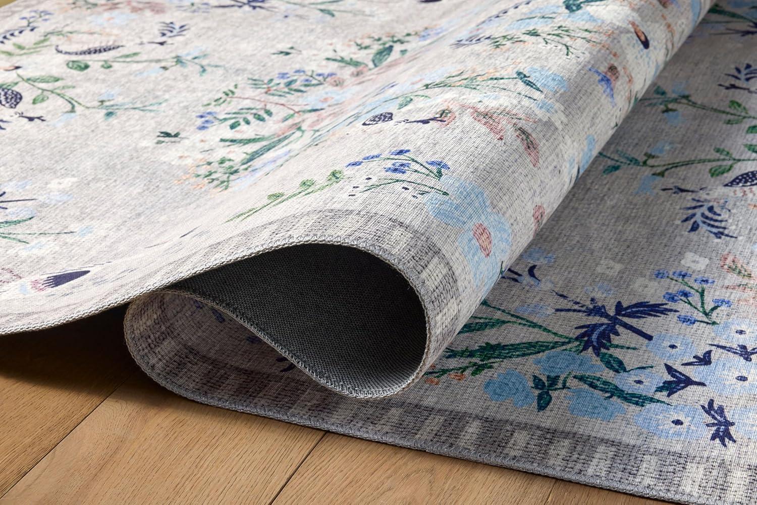 Stone and Grey Floral Synthetic 5' x 7' Area Rug