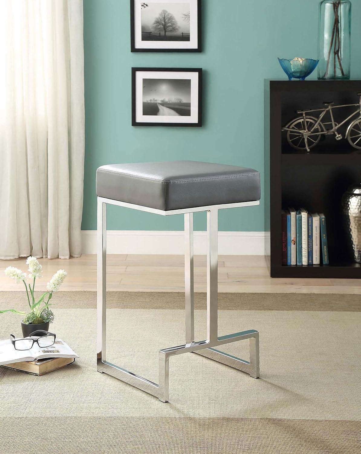 Upholstered Counter Stool with Metal Frame