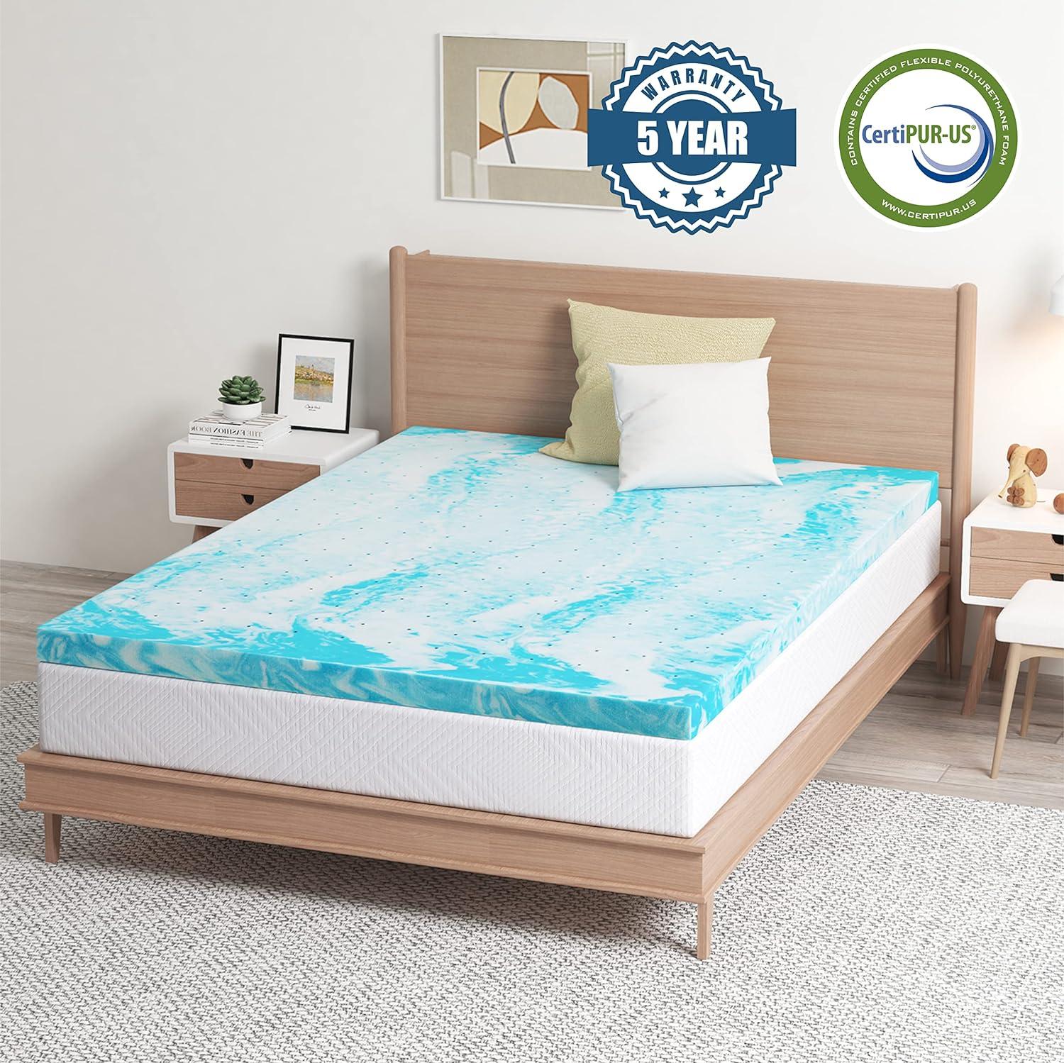 Bestier 4" Ventilated Liquid Gel Memory Foam Cooling Mattress Topper—Queen