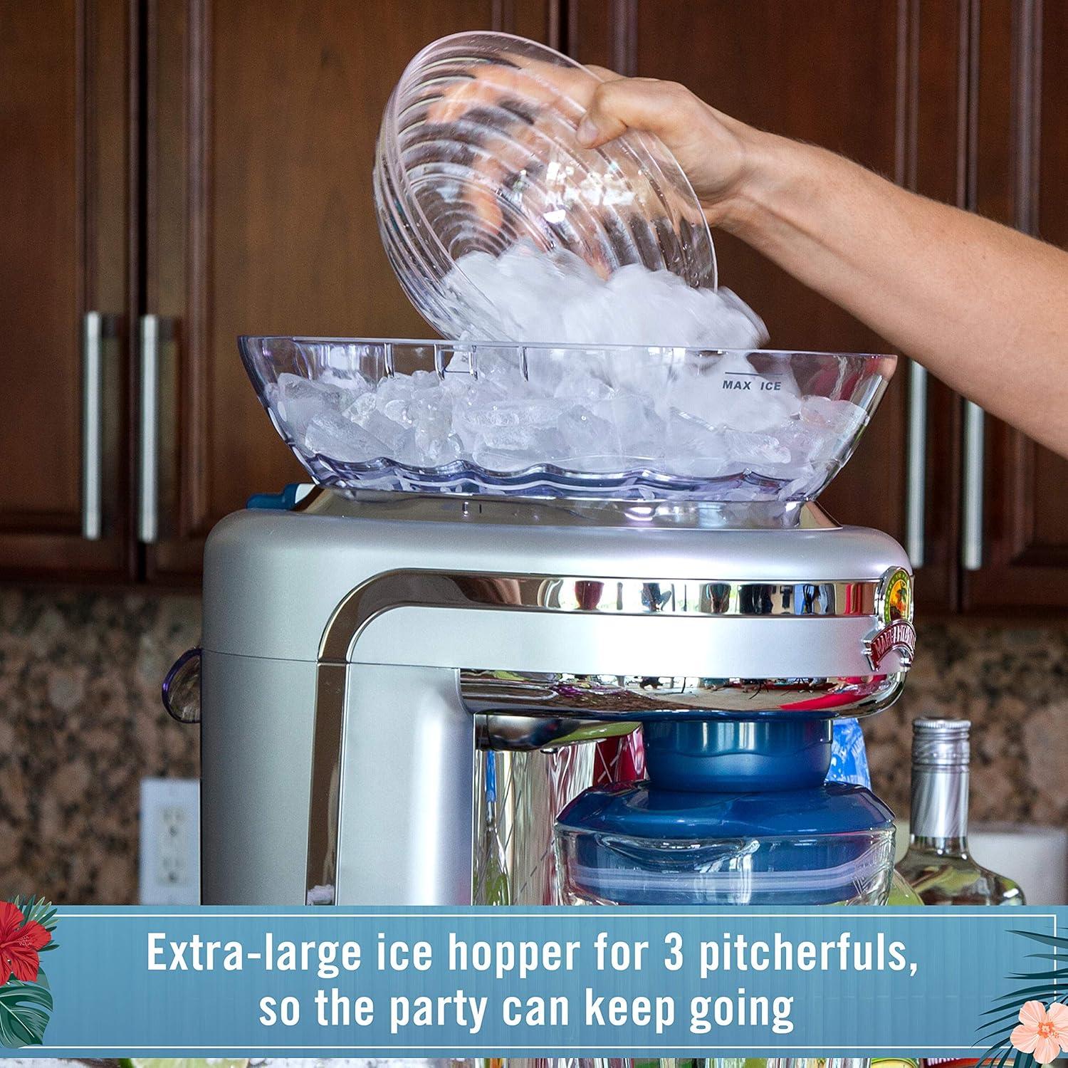 Margaritaville Key West Frozen Concoction Maker Ice Shaver and Crusher Blue/Silver: 64oz Capacity, 450W, Dishwasher-Safe Parts