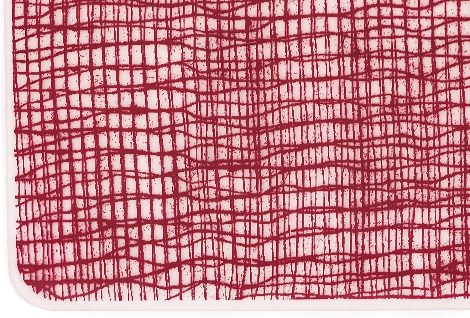 modern-twist 14 x 16 Silicone Placemat, BPA, PVC-Free Table Mat, Dishwasher Safe, Linen Print in Cranberry, Pack of 1