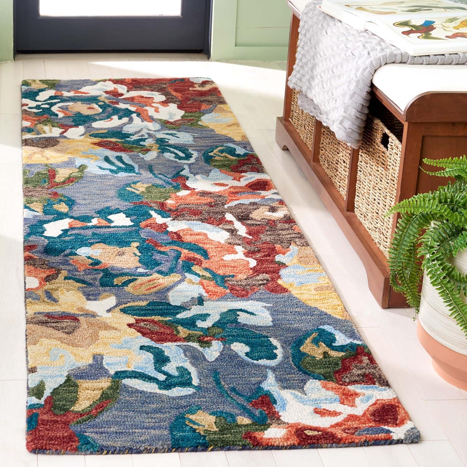 SAFAVIEH Blossom Ewart Floral Runner Rug, Ivory/Blue, 2'3" x 8'