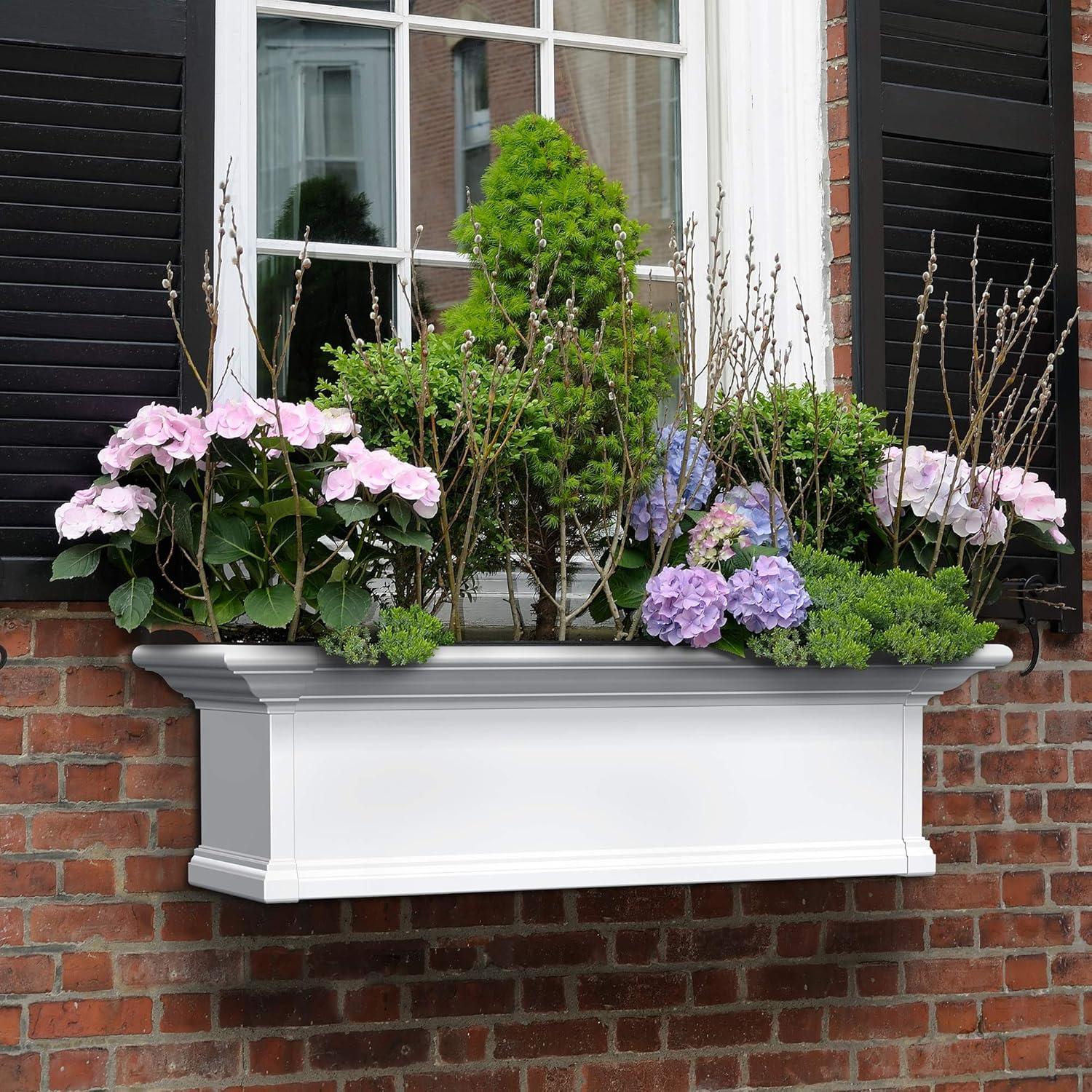 Mayne Yorkshire 3ft Window Box - Customizable - Vinyl Planter Box - White (4823-W)