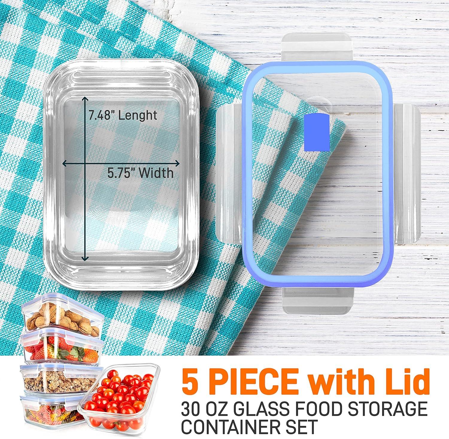 NutriChef 30oz. Glass Food Storage Container