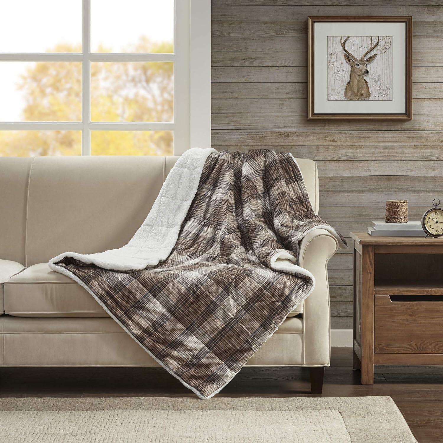 50"x70" Lumberjack Soft Spun Filled Throw Blanket Brown - Woolrich