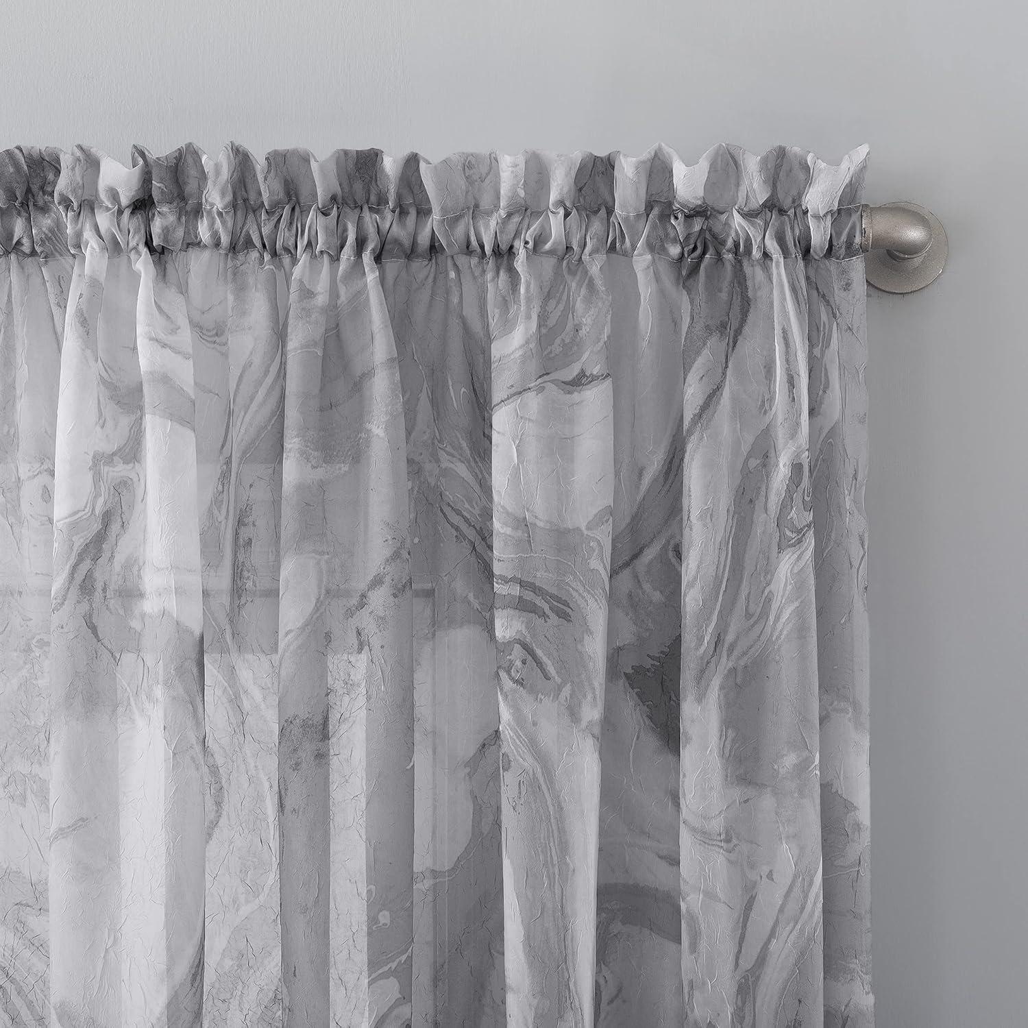 51"x84" No. 918 Sheer Cristo Crushed Voile Rod Pocket Curtain Panel Gray