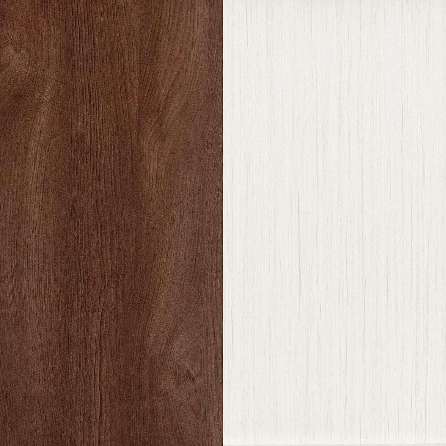 Emma + Oliver Barn Door Style TV Stand for up to 65" TV's - White Wash with Walnut Top Entertainment Center - 59" Media Console with Adjustable Middle Shelf