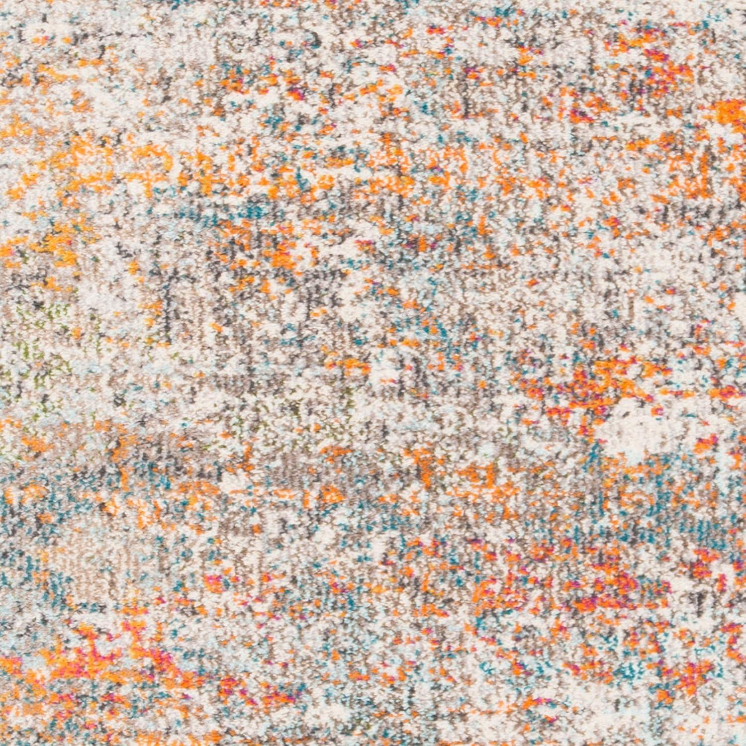 Madison Abstract Gray/Orange Area Rug