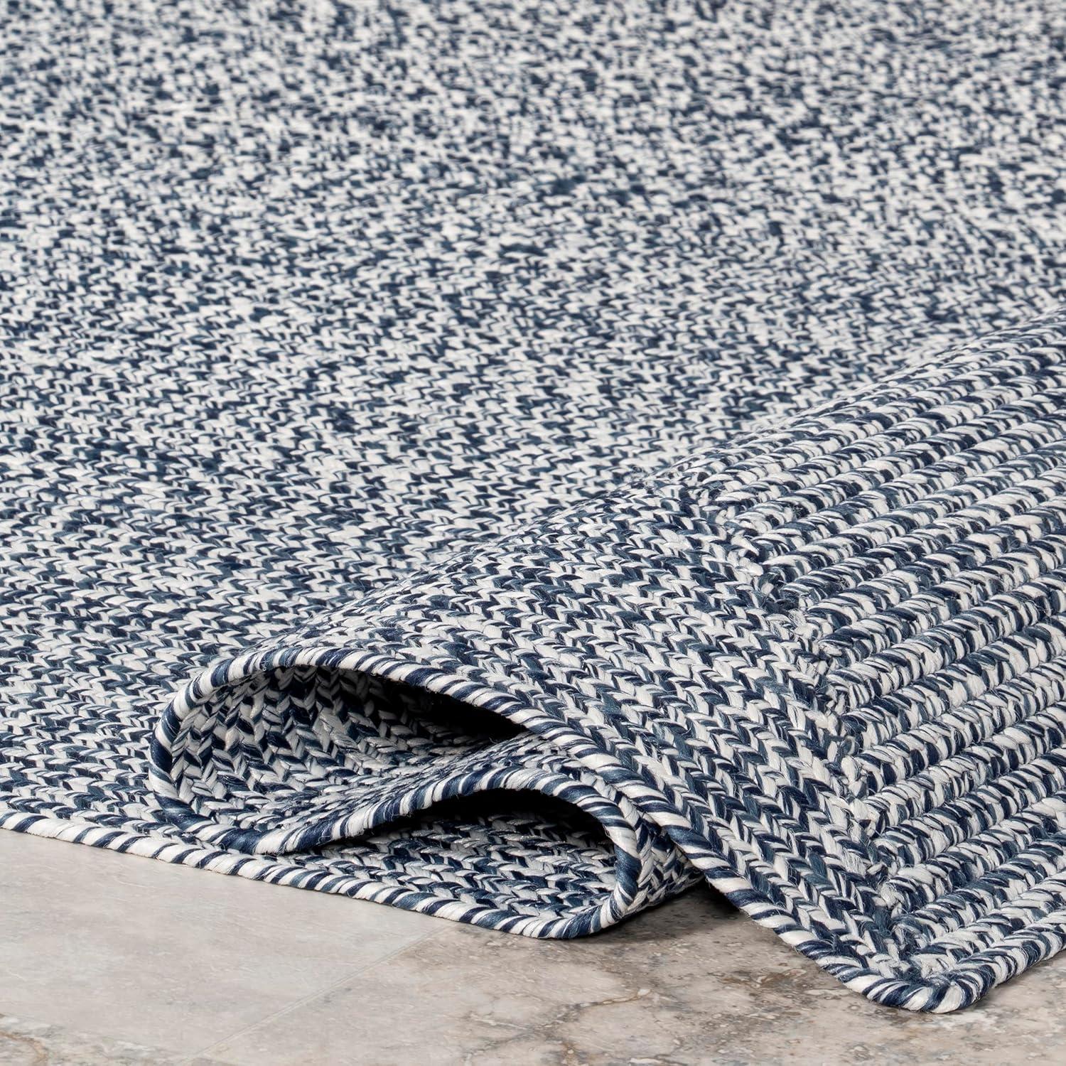 Nuloom Wynn Striped Oval 8x10 Indoor/Outdoor Area Rug for Living Room Patio Deck Front Porch Kitchen, Navy/Ivory