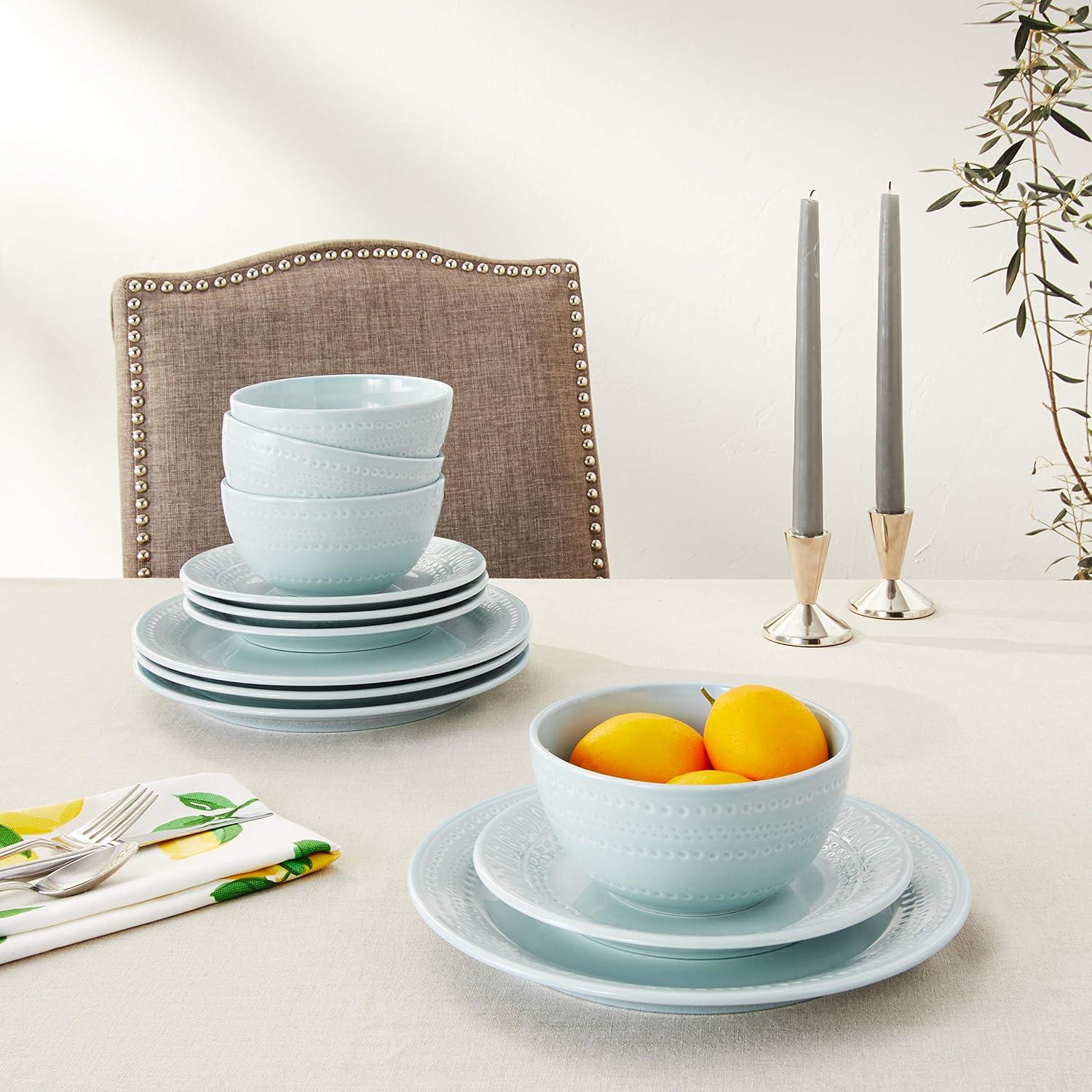 Willow Drive 12-Piece Navy Ceramic Dinnerware Set