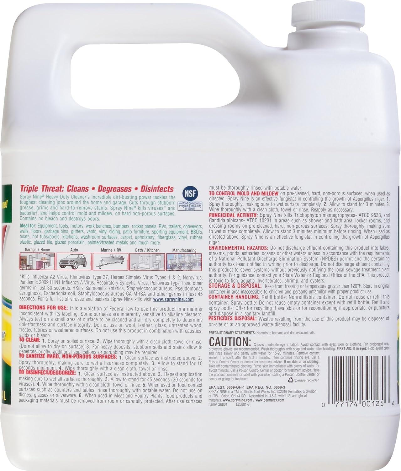 Spray Nine Permatex Multipurpose Cleaner/Disinfectant 1 Gallon - 26801