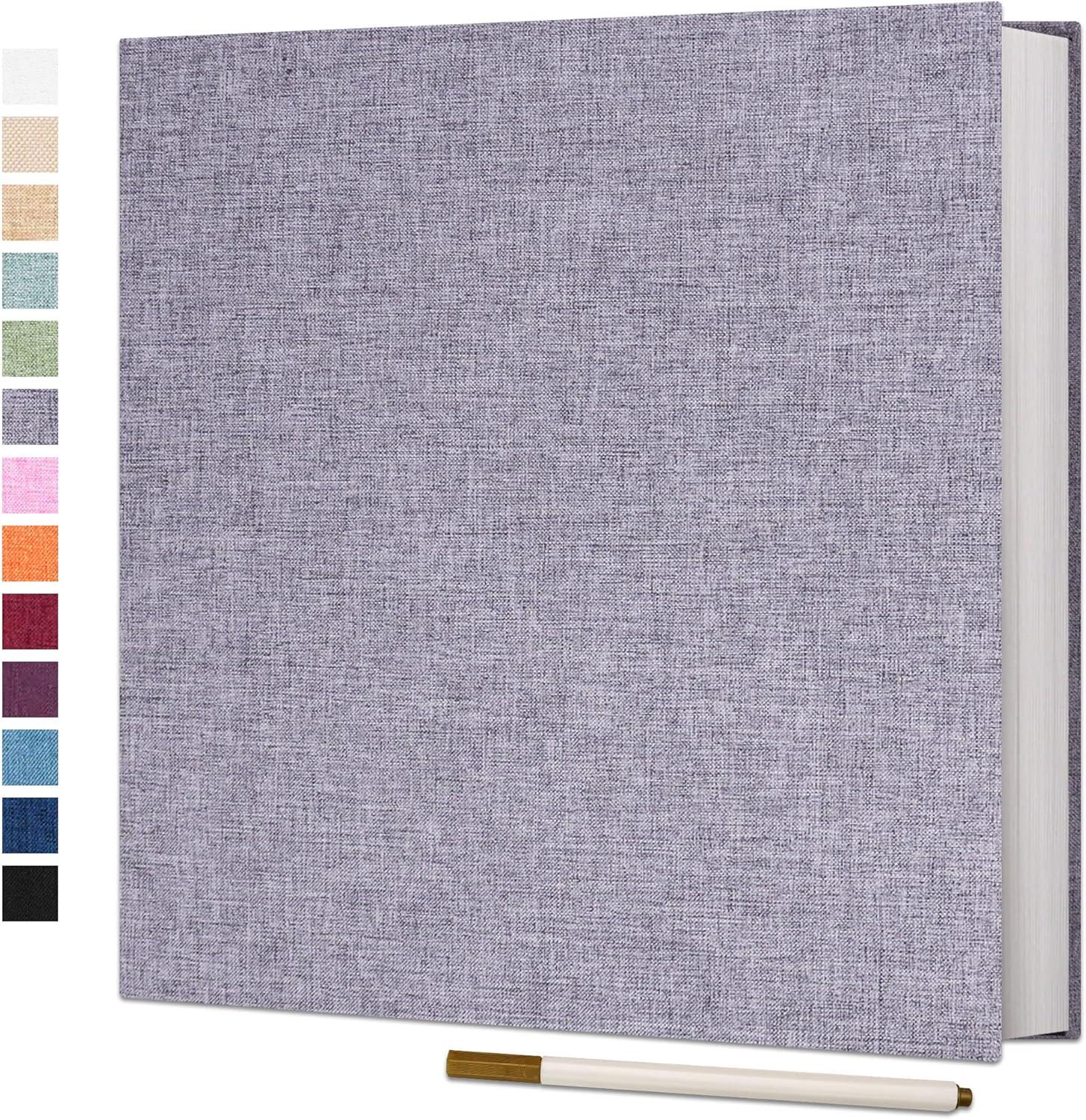 Vienrose Large Photo Album Self Adhesive for 4x6 5x7 8x10 Pictures Scrapbook Album DIY Scrap Book 40 Sticky Pages with A Metallic Pen Grey
