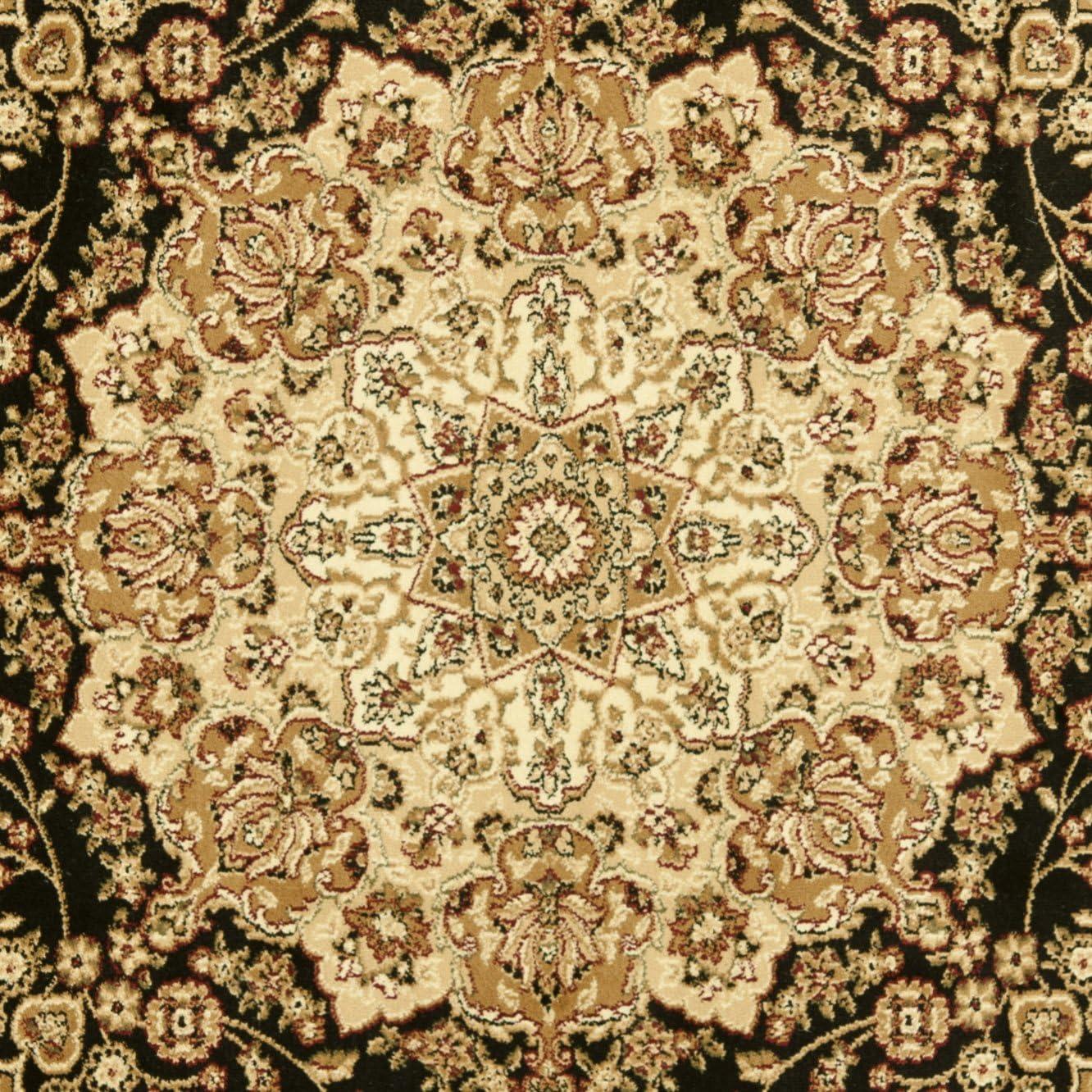 Lyndhurst LNH222 Power Loomed Area Rug - Black/Ivory - 8'x8' - Safavieh