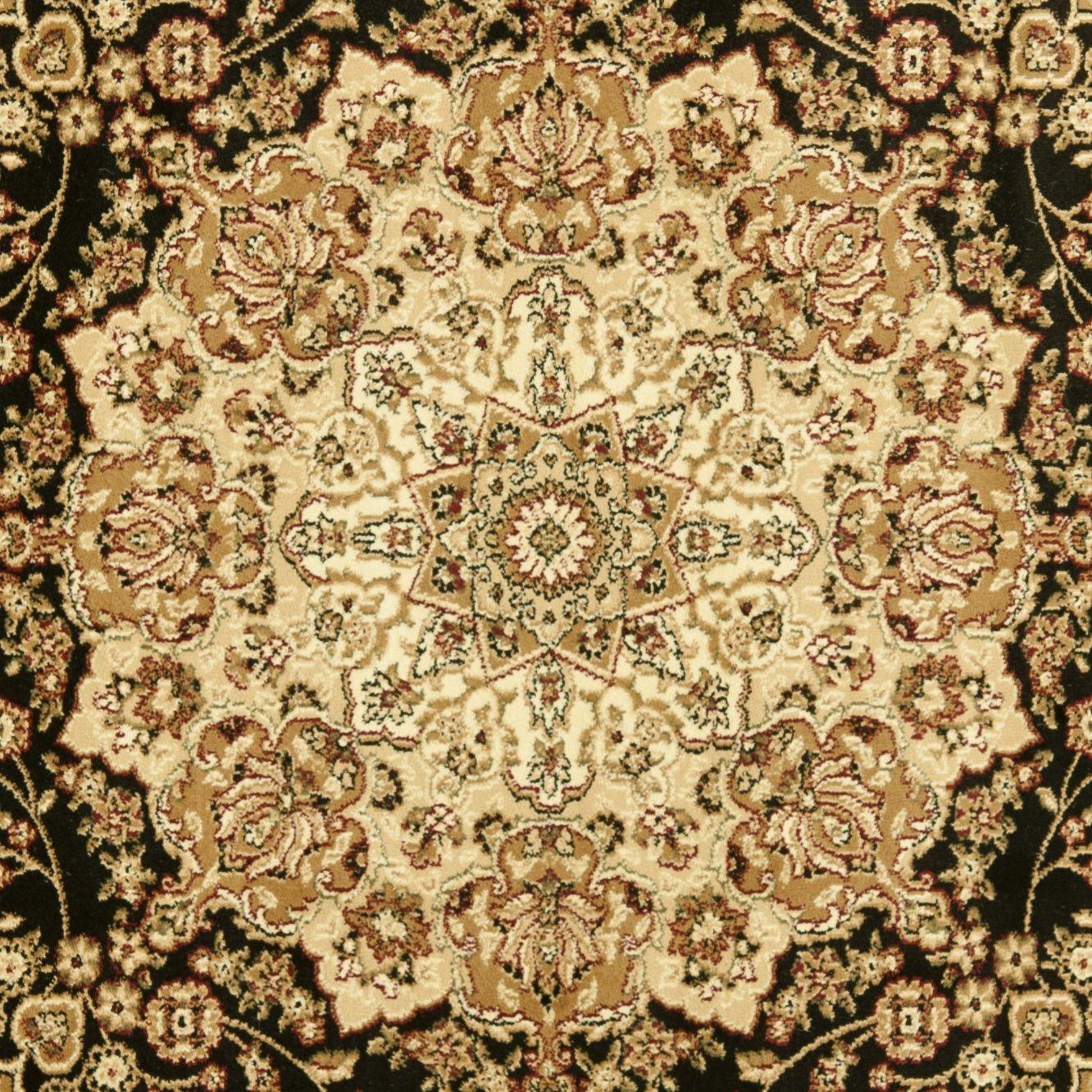 Lyndhurst LNH222 Power Loomed Area Rug - Black/Ivory - 8'x8' - Safavieh
