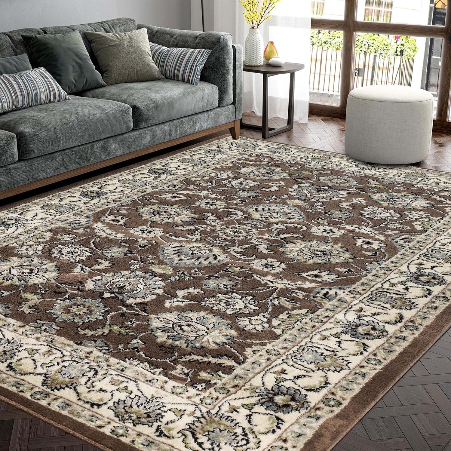 Superior Lille Traditional Floral Indoor Area Rug, 4' x 6', Brown