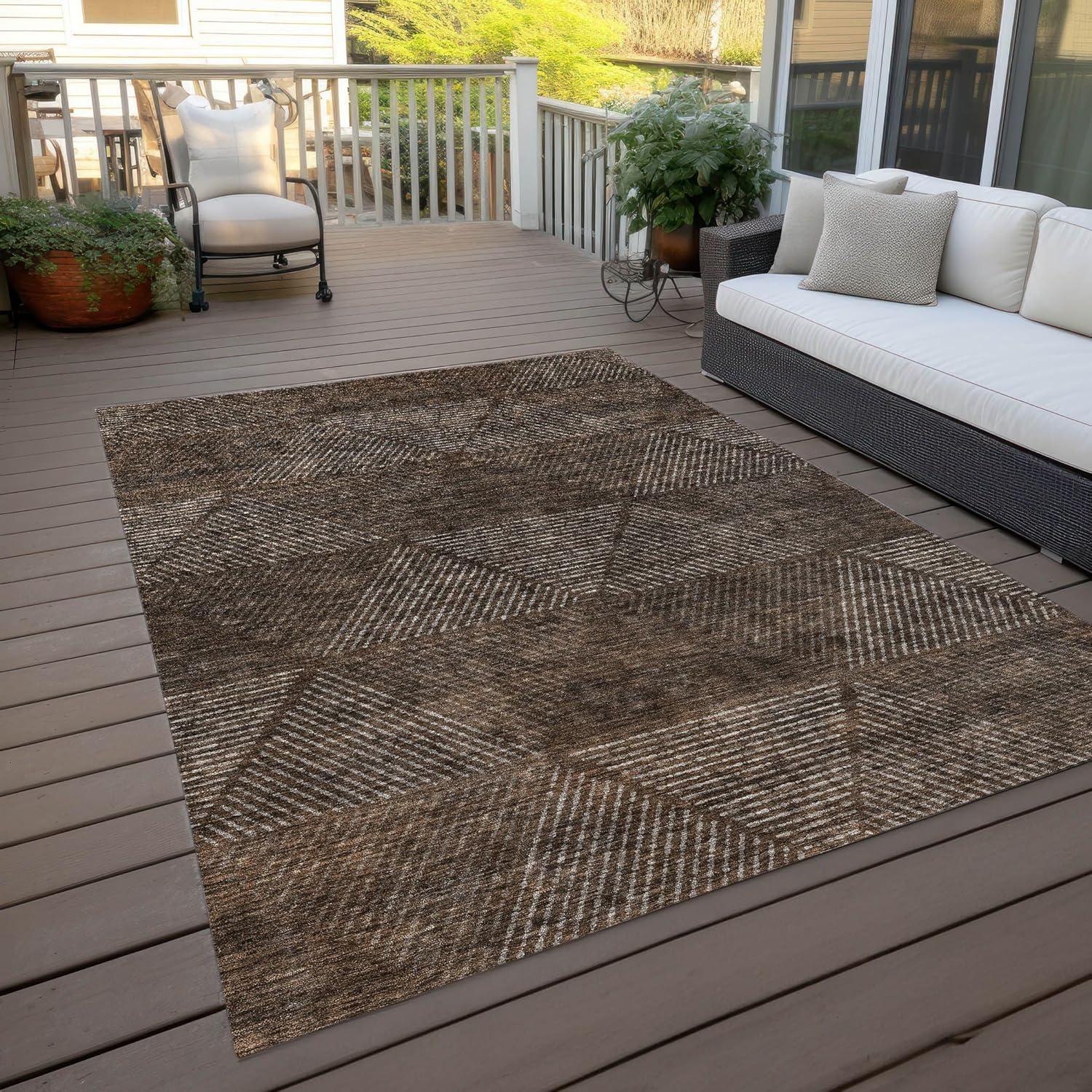 Addison Rugs Chantille Indoor/Outdoor Transitional Geometric Brown Washable Rectangle Rug, 2'6" x 3'10"