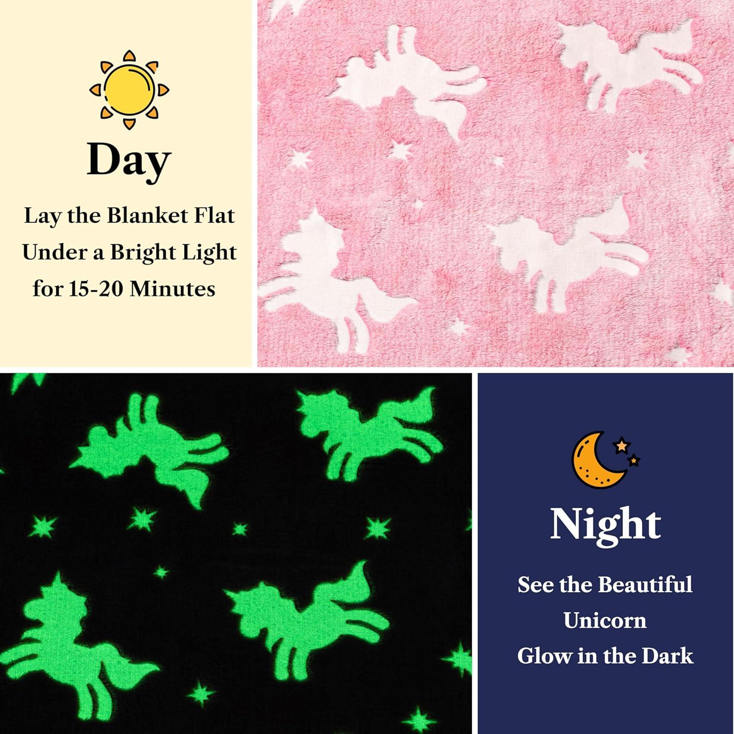 PAVILIA Glow in the Dark Blanket for Girls Boys, Soft Gift Toy Throw for Birthday Christmas Kids Room Decor