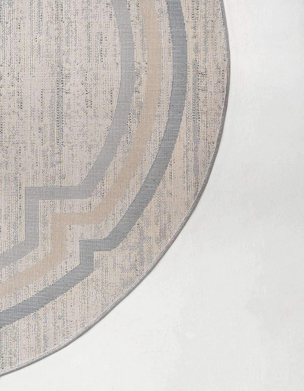 Unique Loom Oasis Collection Area Rug - Fountain (4'  Round Gray/Ivory)