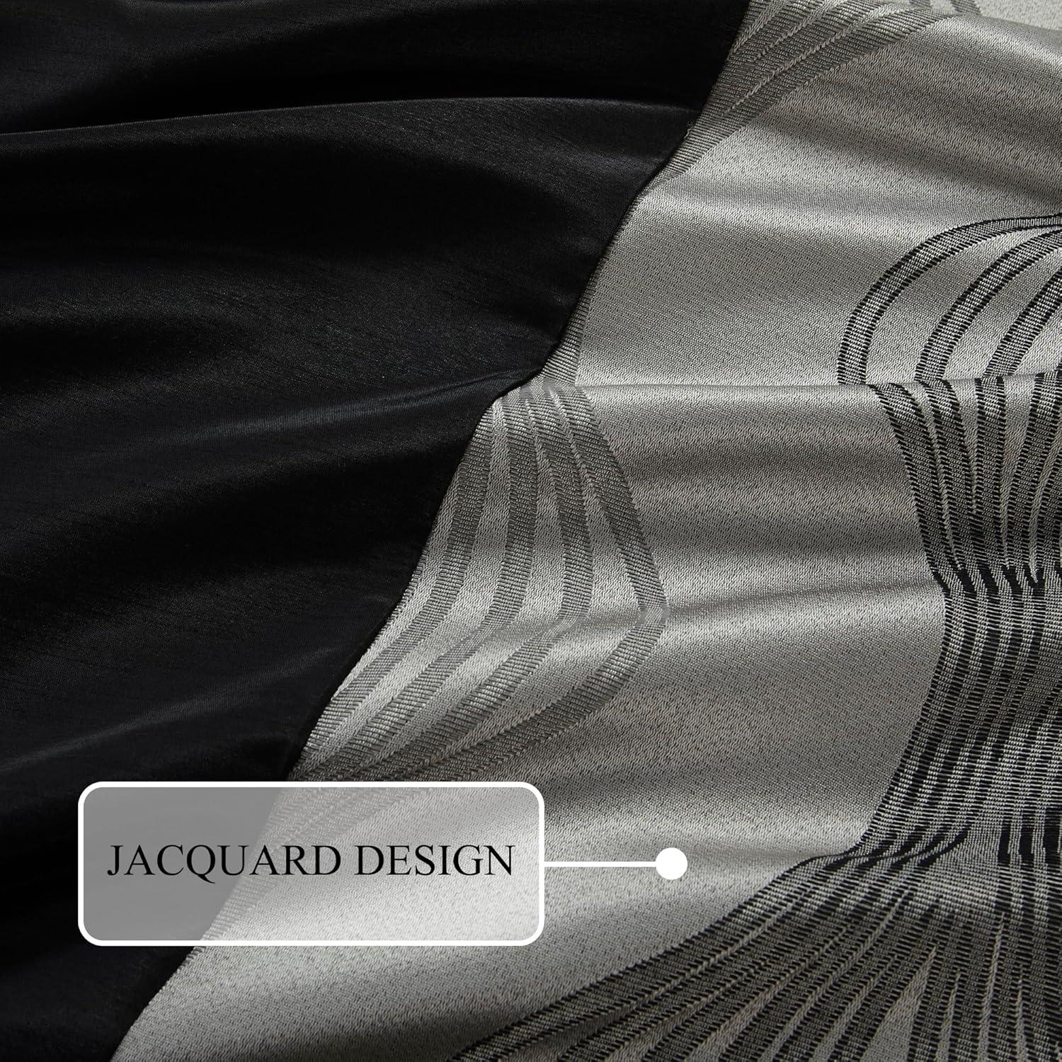 Lanco Black and Silver Comforter Set Queen Size, 7 Pieces Bedding & Collection, Jacquard All Season Comforter & Pillows, Ultra-Soft Microfiber