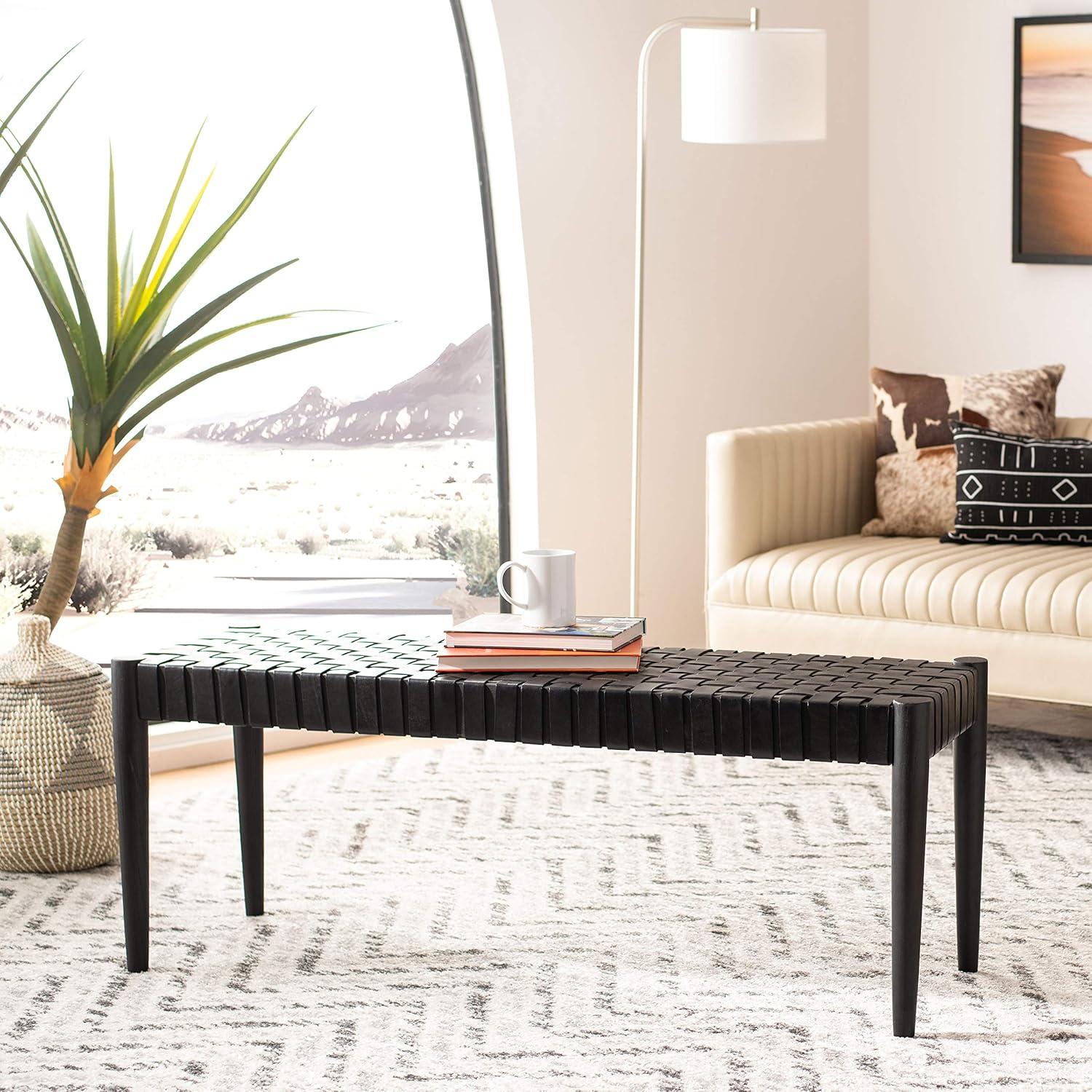 Orin 47" Woven Leather Bench