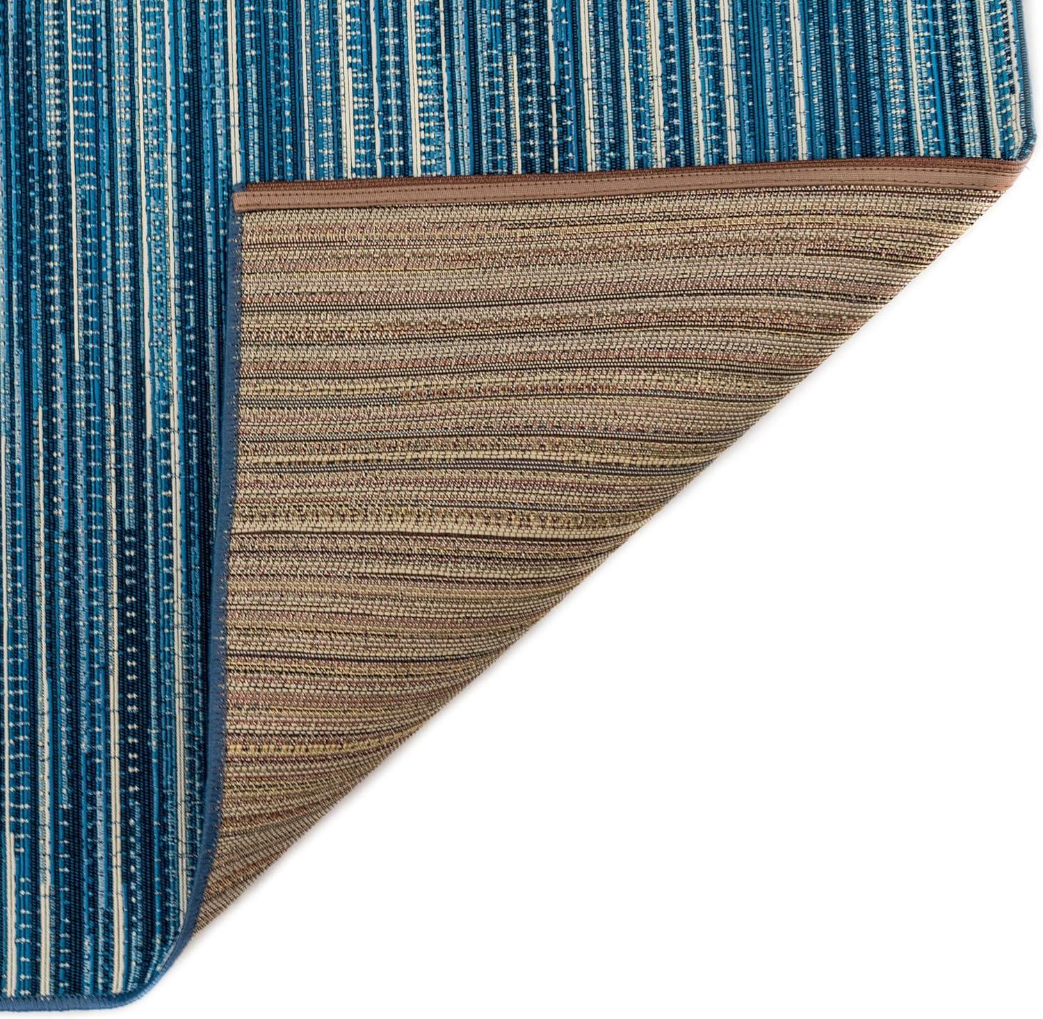 Marina Stripes China Blue 2'7" x 4'3" Synthetic Indoor/Outdoor Rug