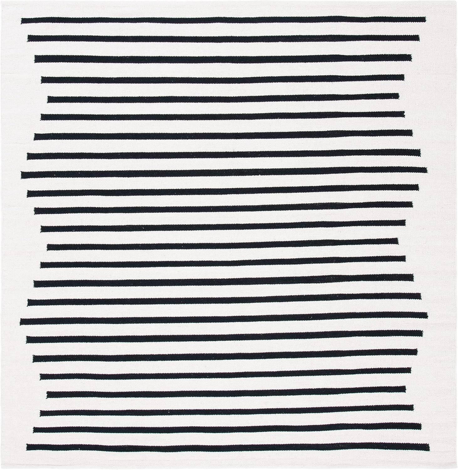 Montauk MTK313 Hand Woven Indoor Area Rug - Ivory/Black - 8'x8' - Safavieh