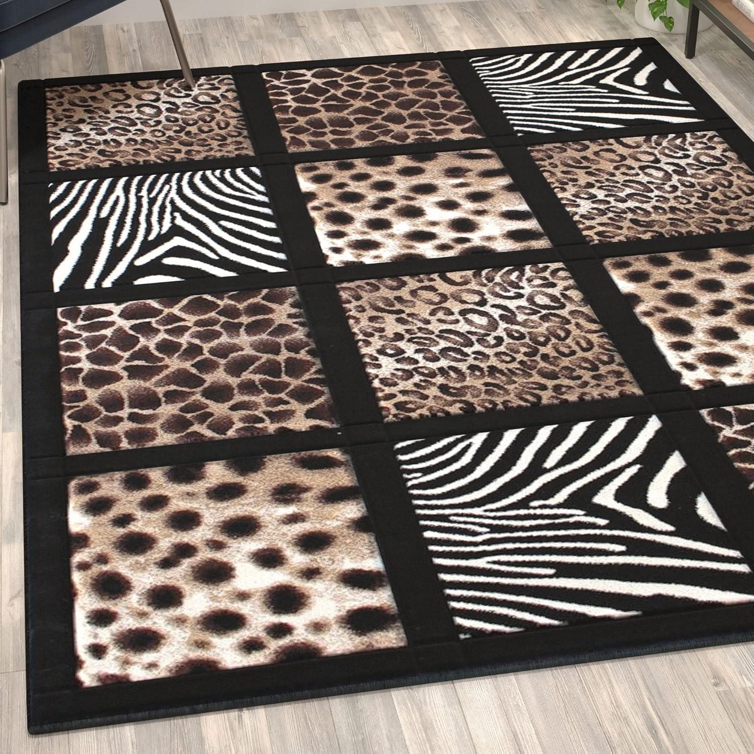 Flash Furniture Menagerie Rectangular Contemporary Beige, Brown, Black Area Rug, 5' x 7'