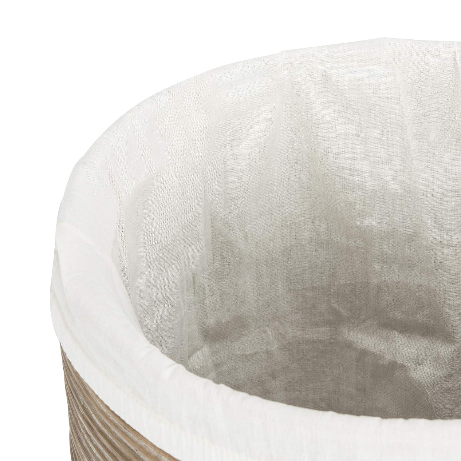 Wellington Laundry Basket with Liner - HAC6501 - White/Grey White Wash - Safavieh