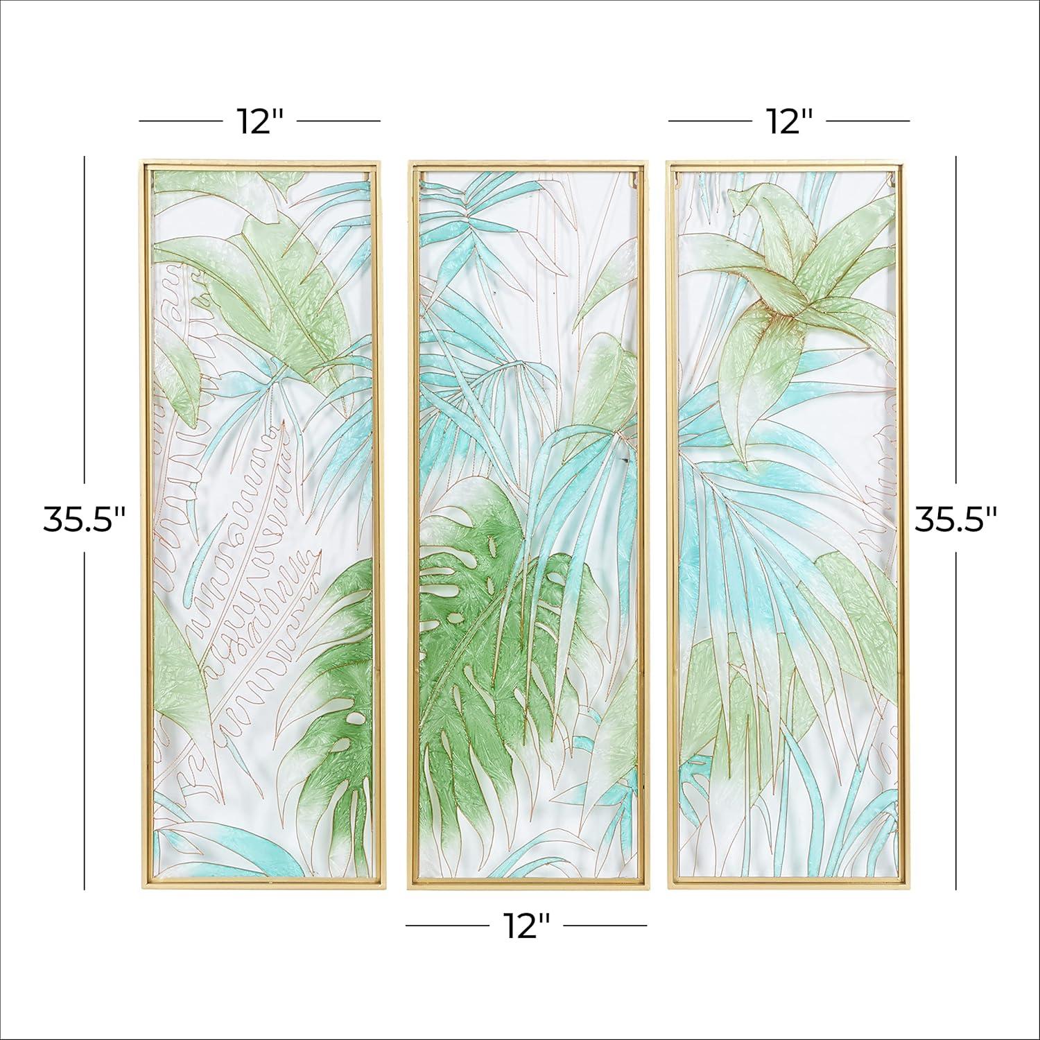 CosmoLiving by Cosmopolitan Cosmoliving By Cosmopolitan Set Of 3 Green Glass Wall Decor