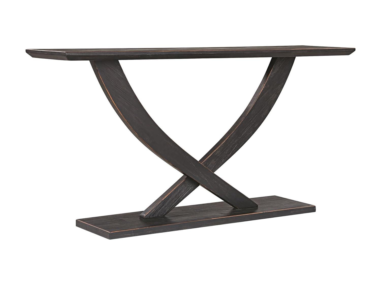 Hokku Designs Rasmus Solid Acacia Wood Console Table With Thick Tabletop And Sturdy Cross Leg Base