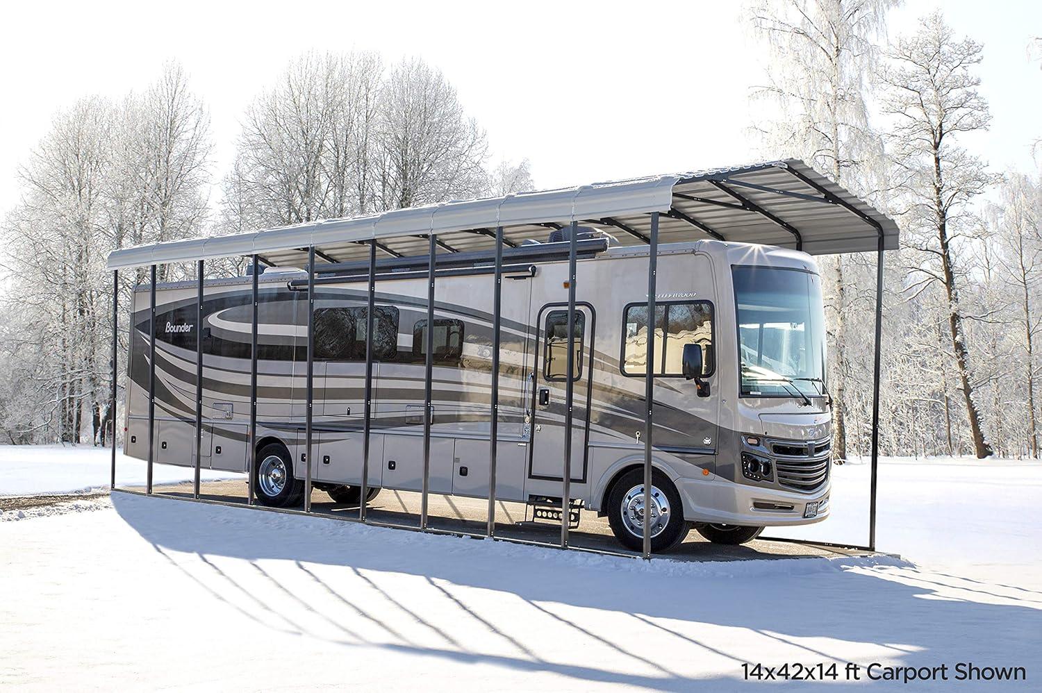 Arrow Carports Galvanized Steel Carport, RV Metal Carport Kit, 14' x 47' x 14', Eggshell