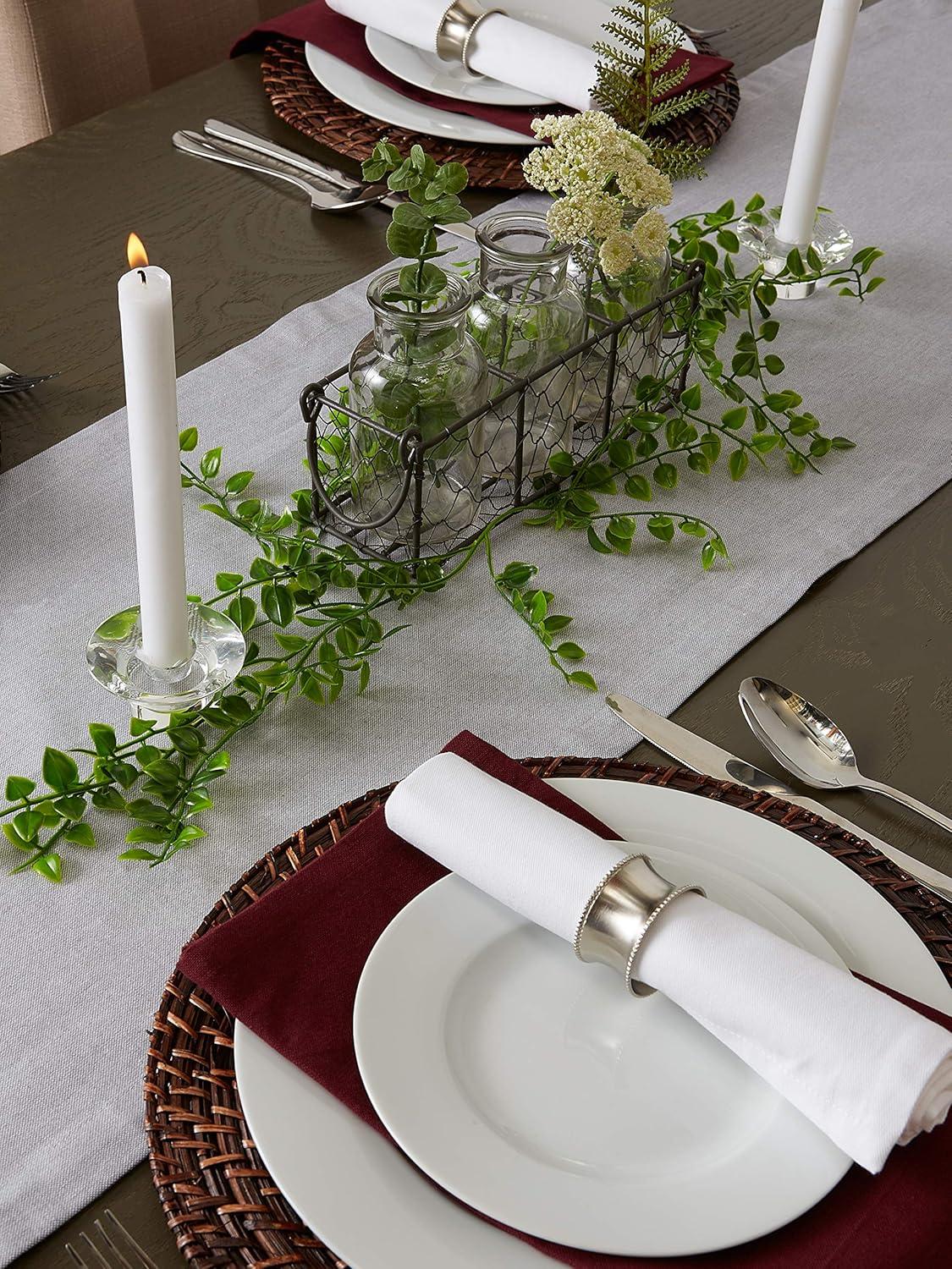 Gray Cotton Chambray Table Runner 14" x 72"