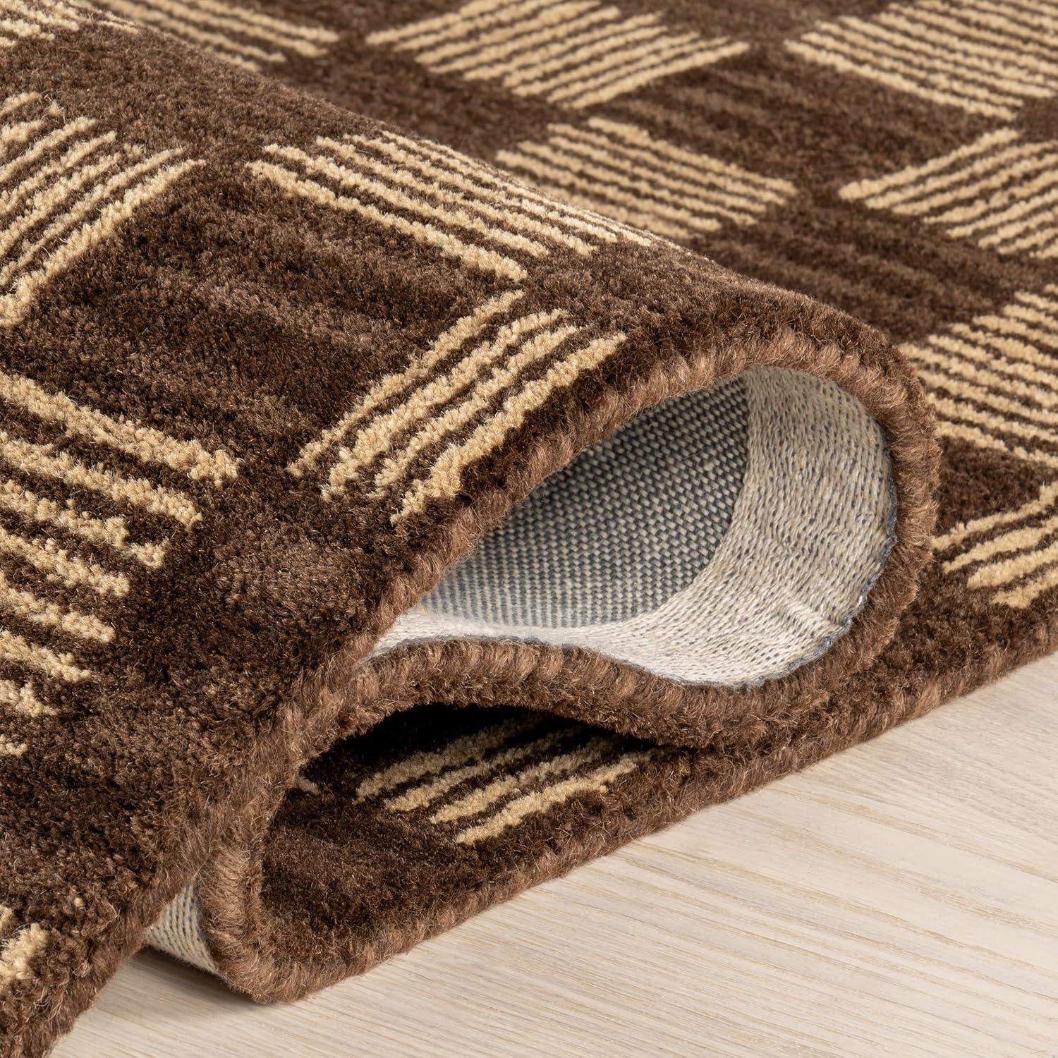 Nuloom Quince Checkered Wool Area Rug, 4' x 6', Brown