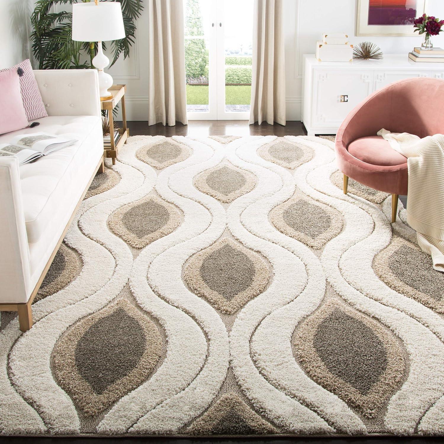 Gray Geometric Tufted Shag Area Rug, 8'6" x 12'