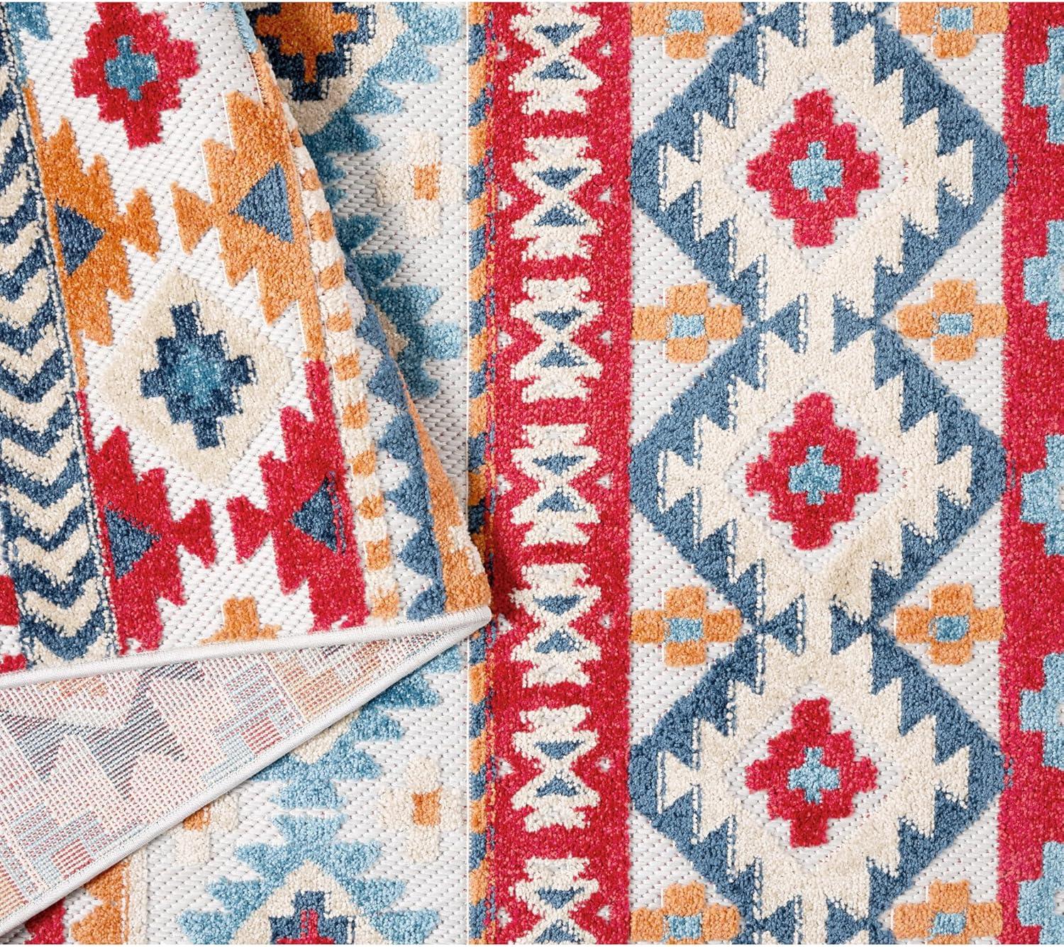 TOWN & COUNTRY EVERYDAY Dahlia Southwestern Stripe Outdoor Rug Red/Multi