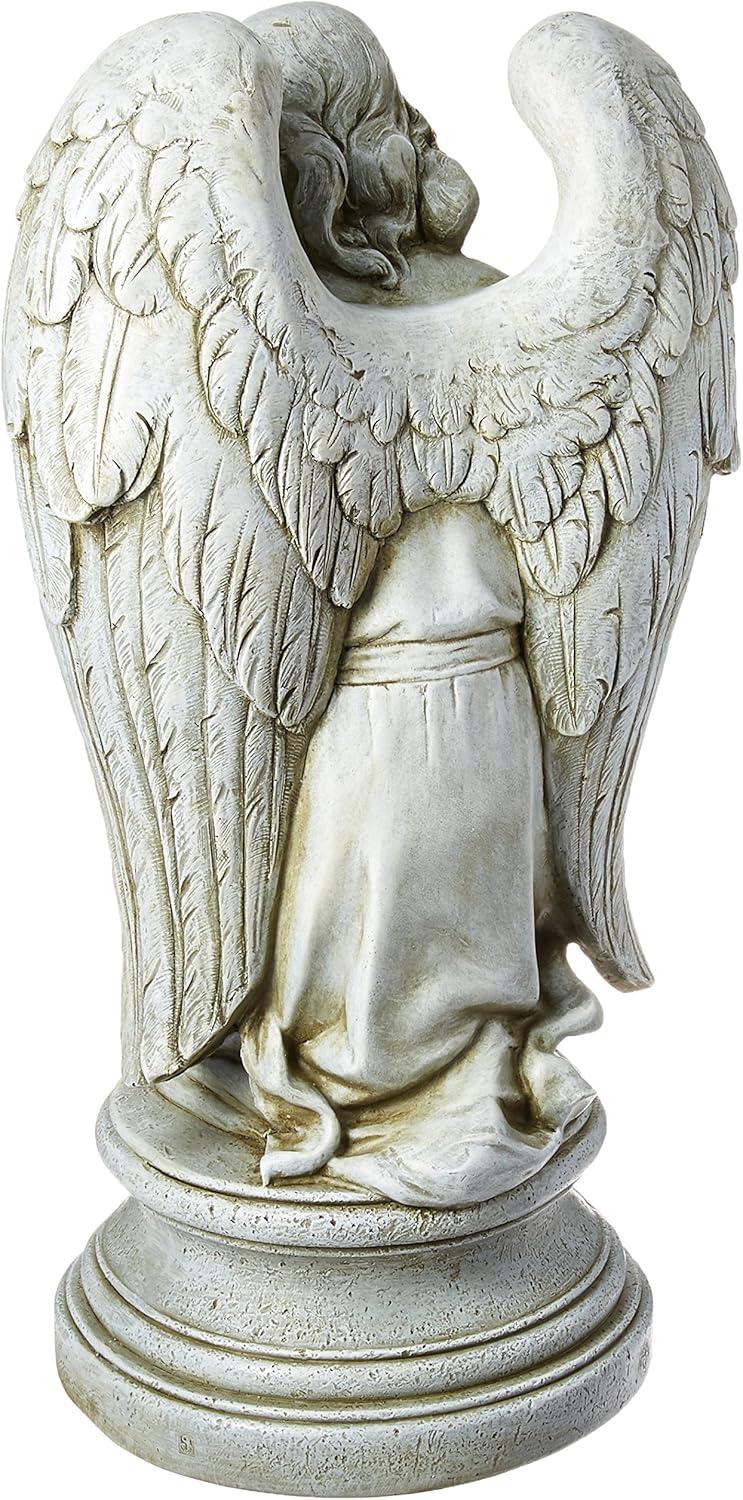 17.75" Stone Finish Praying Angel Garden Statue