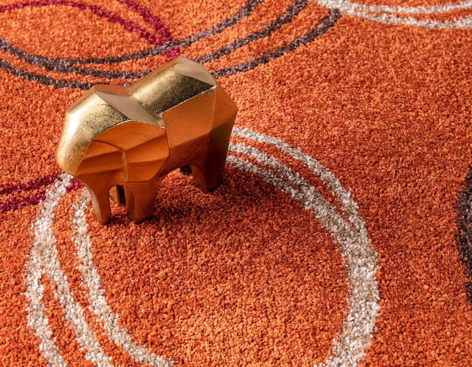 Terracotta Abstract Stain-Resistant Runner Rug