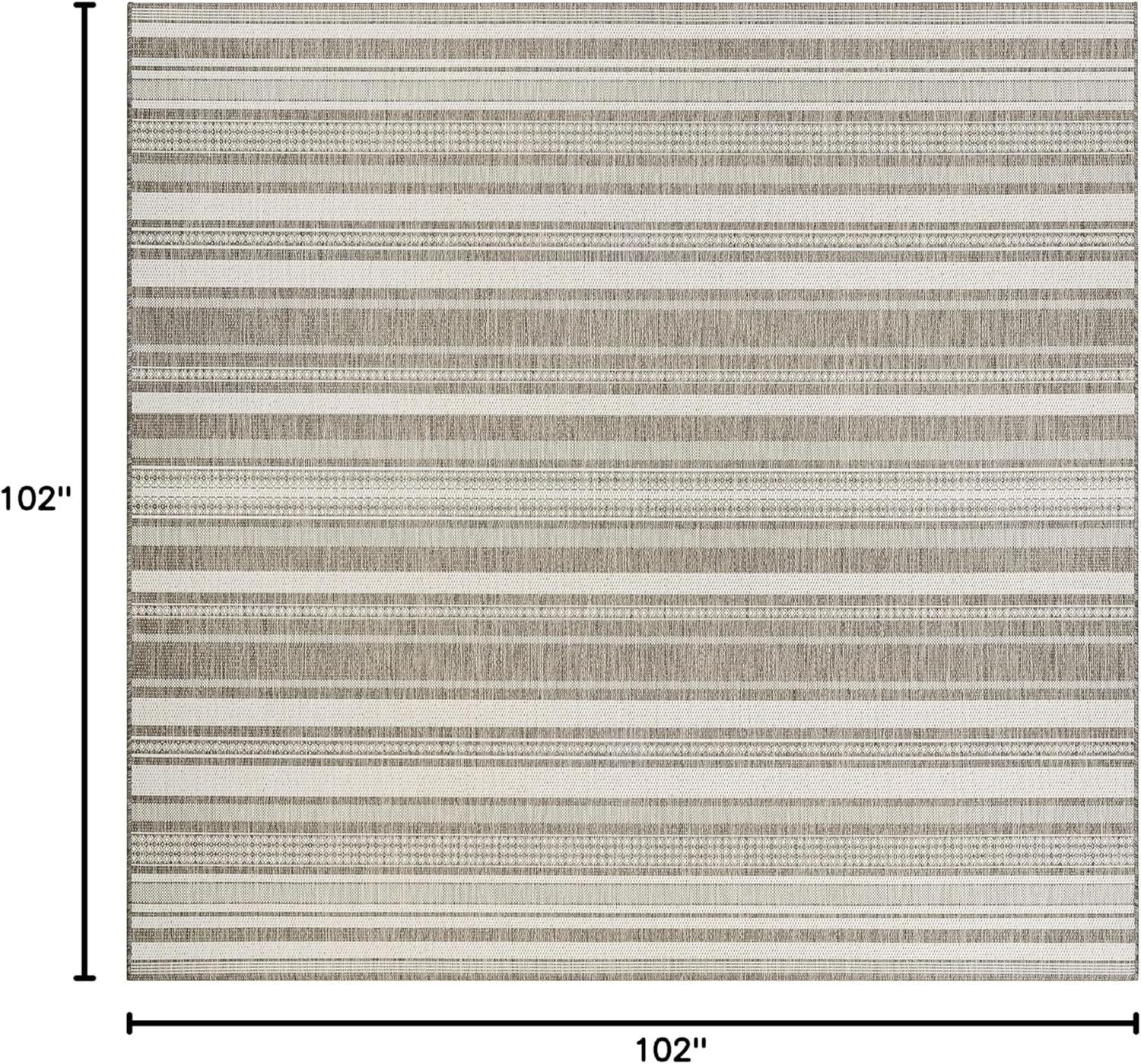 Couristan Recife Gazebo Stripe Indoor / Outdoor Area Rug, Champagne- Taupe, 8'6" Square